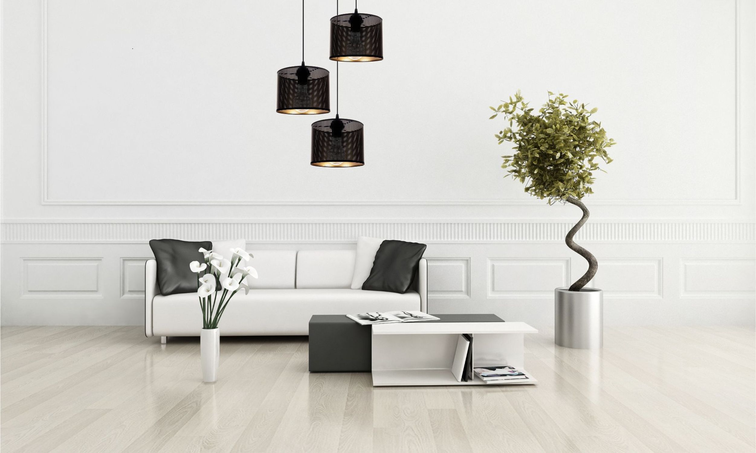 Hängelampe Metall Schwarz Gold E27 3-flmg Ø45 cm Loft Innenarchitektur, Pflanze, Tabelle, Topfpflanze, Wohnzimmer