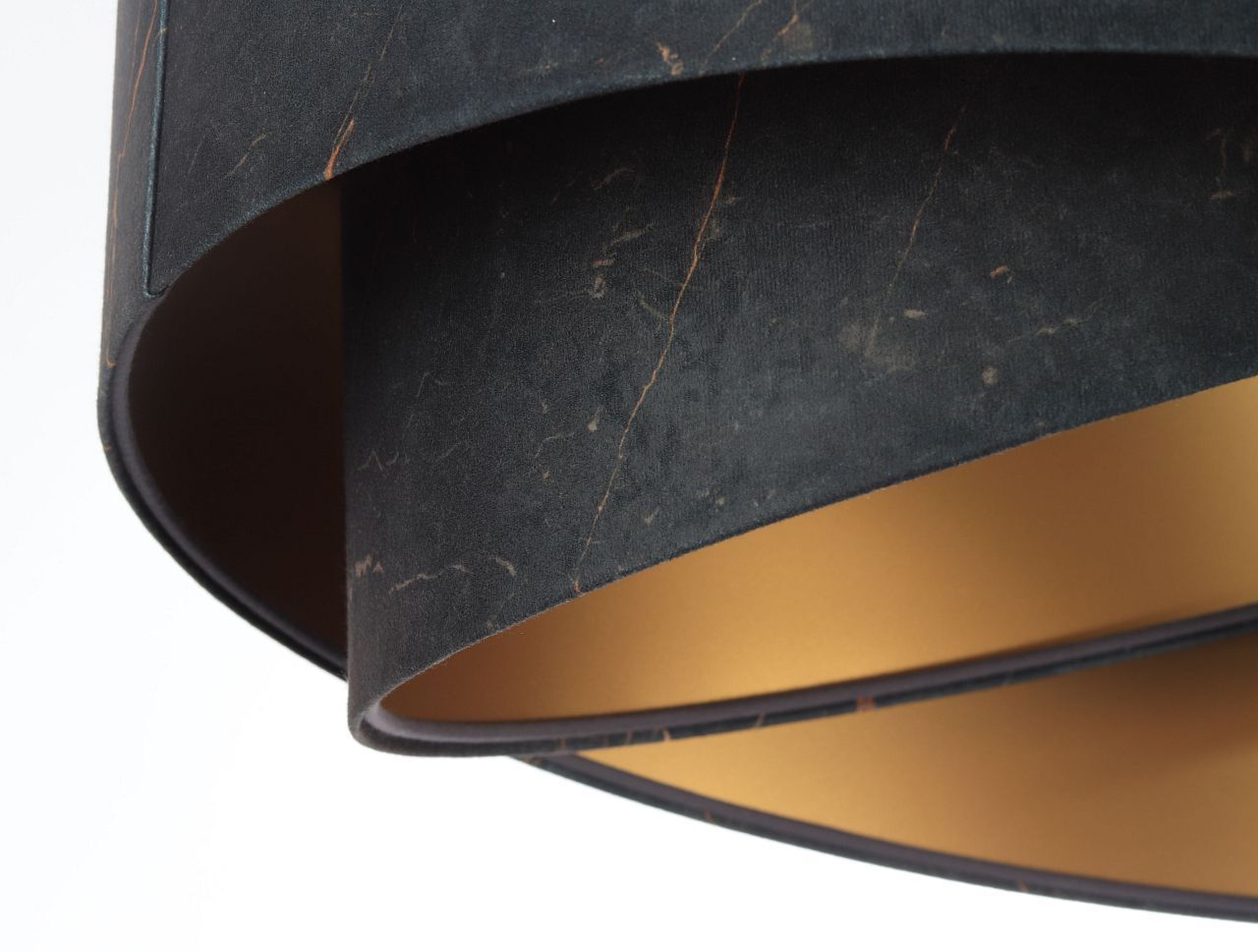 Hängeleuchte Schwarz marmoriert Gold E27 Velours Optik