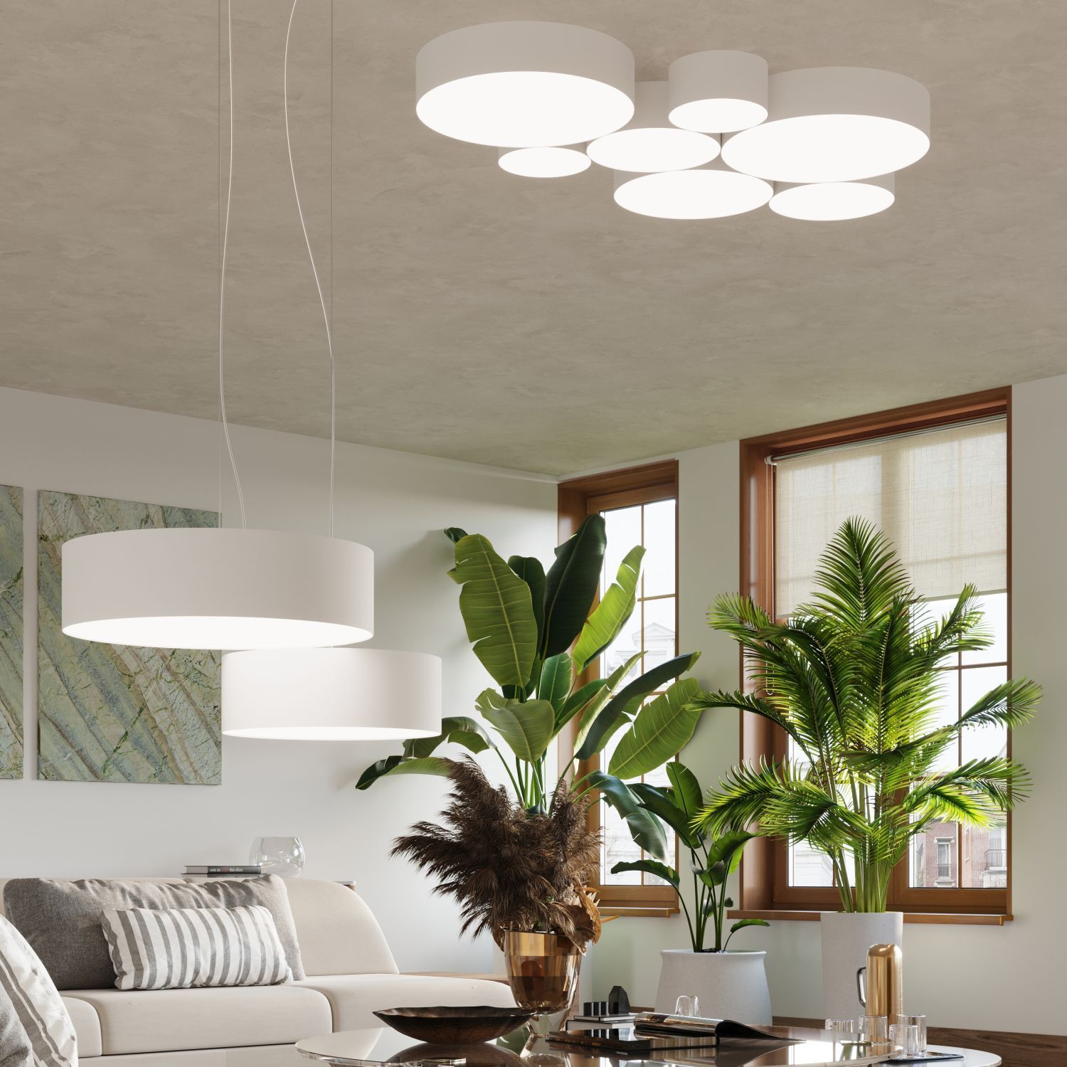 Deckenlampe Weiß rund Ø 55 cm 4x E27 blendarm Modern