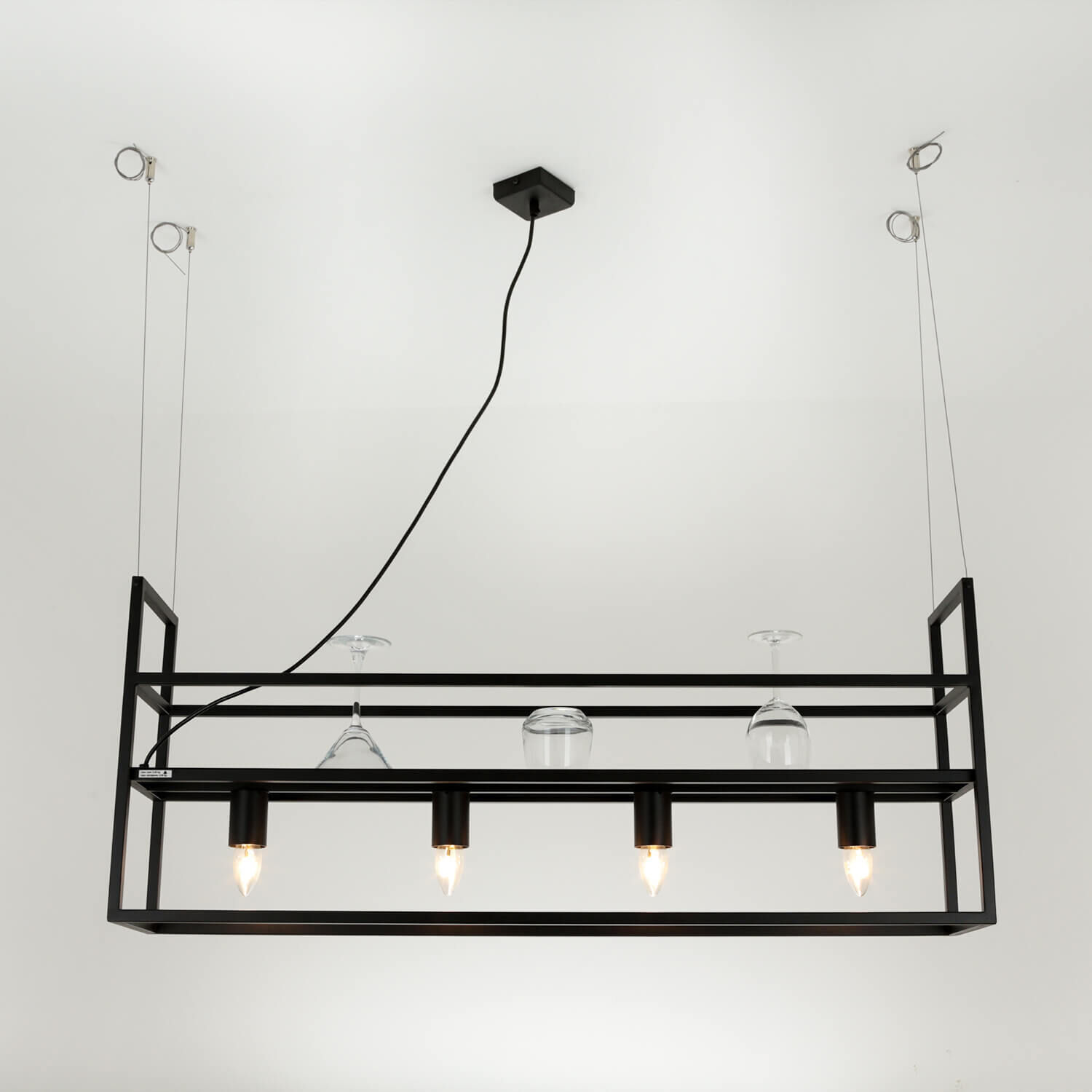 Hängelampe Schweberegal B: 102 cm 4x E27 Metall Leuchter, Lampe, Leuchte, Beleuchtung