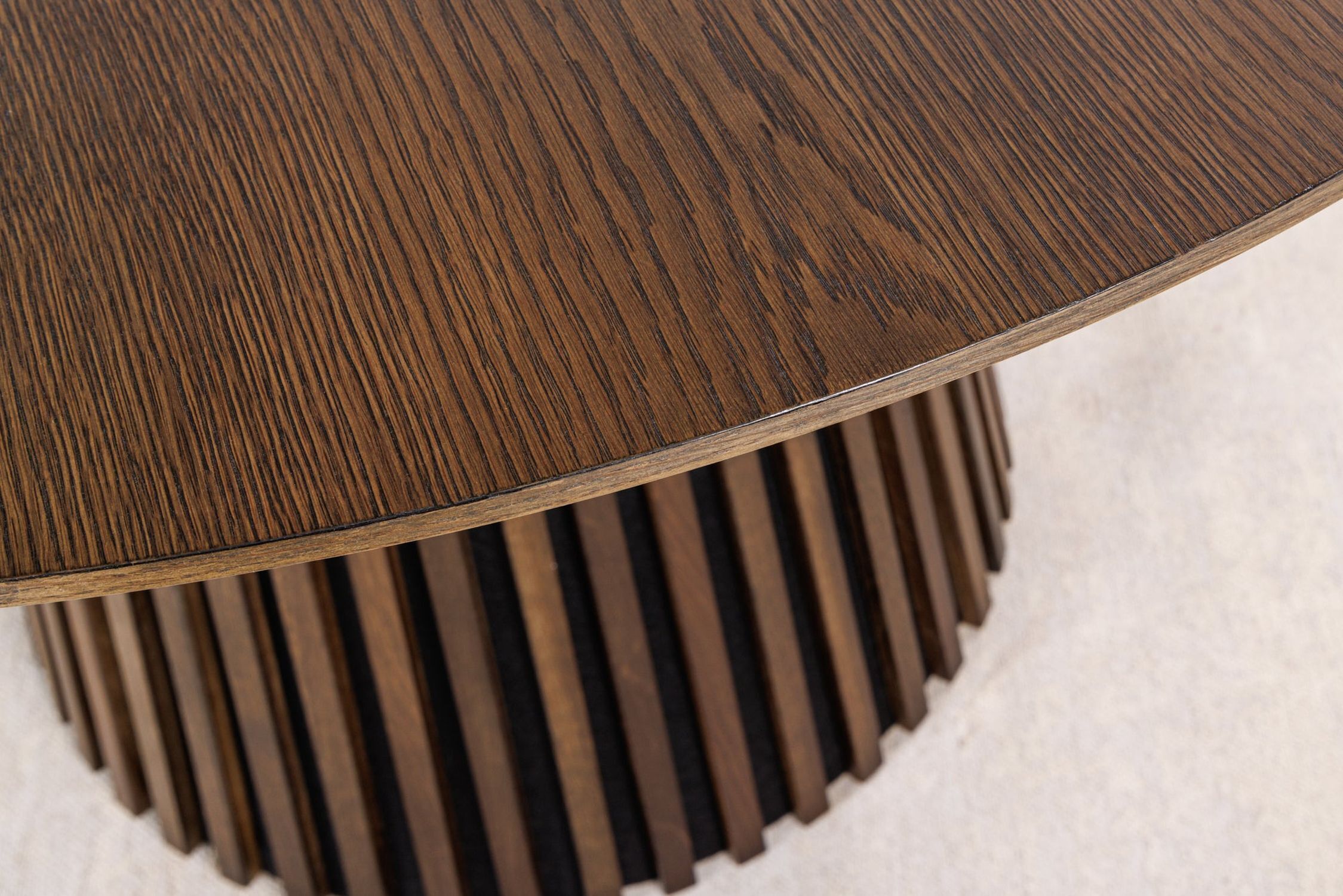 Runder Esstisch 120 cm Japandi Design in Natur Tabelle, Holz, Innenarchitektur, Kaffeetisch, Tischplatte