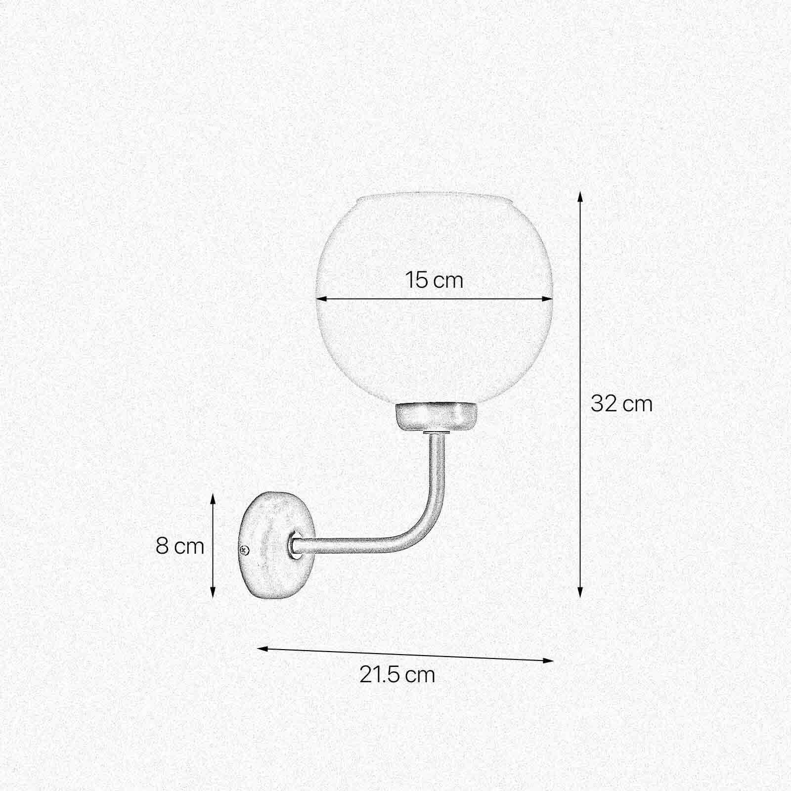 Wandlampe Messing Glas H: 32 cm in Bronze Weiß E27 Kugel