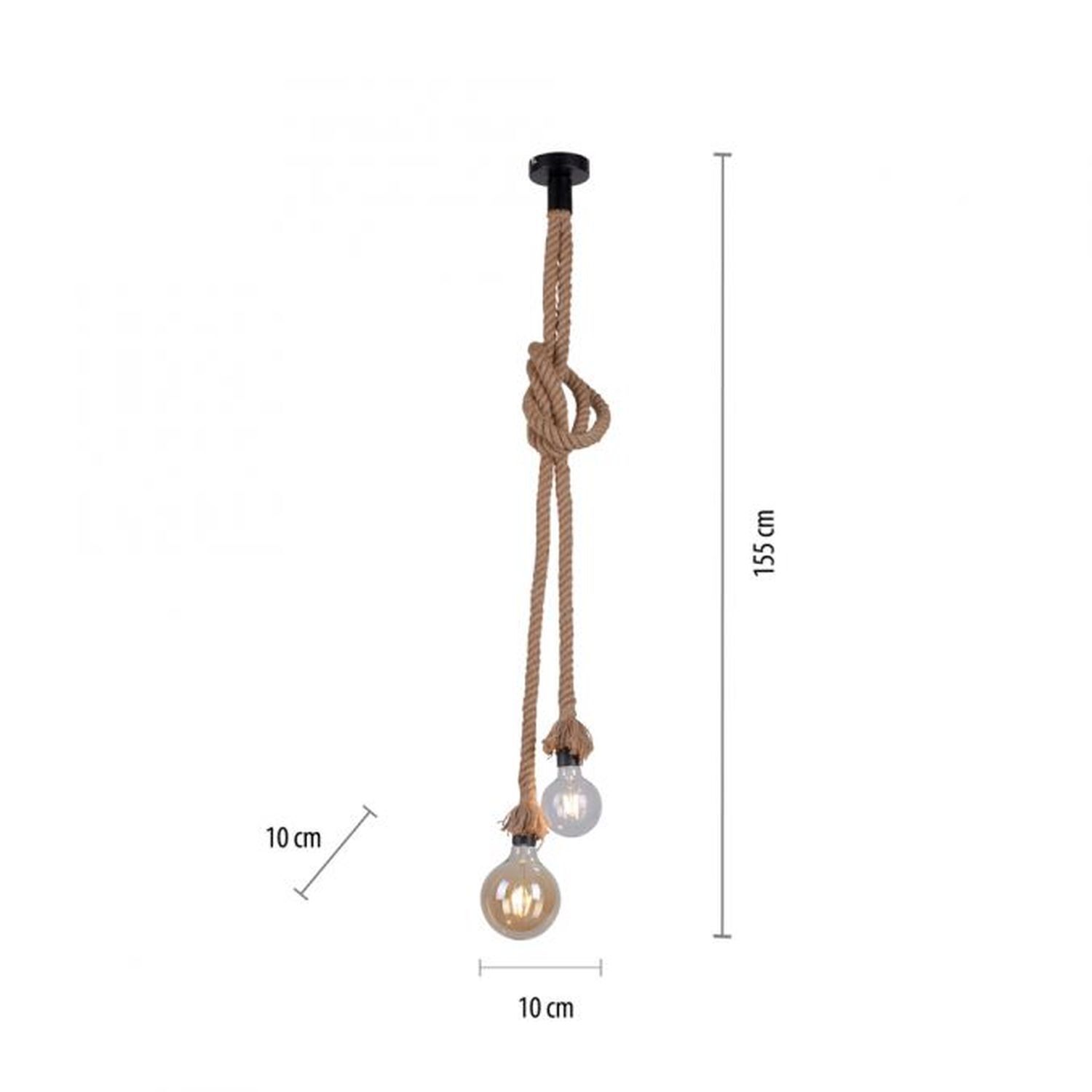 Vintage Pendelleuchte E27 2-flammig Ø10 cm Tau Seil