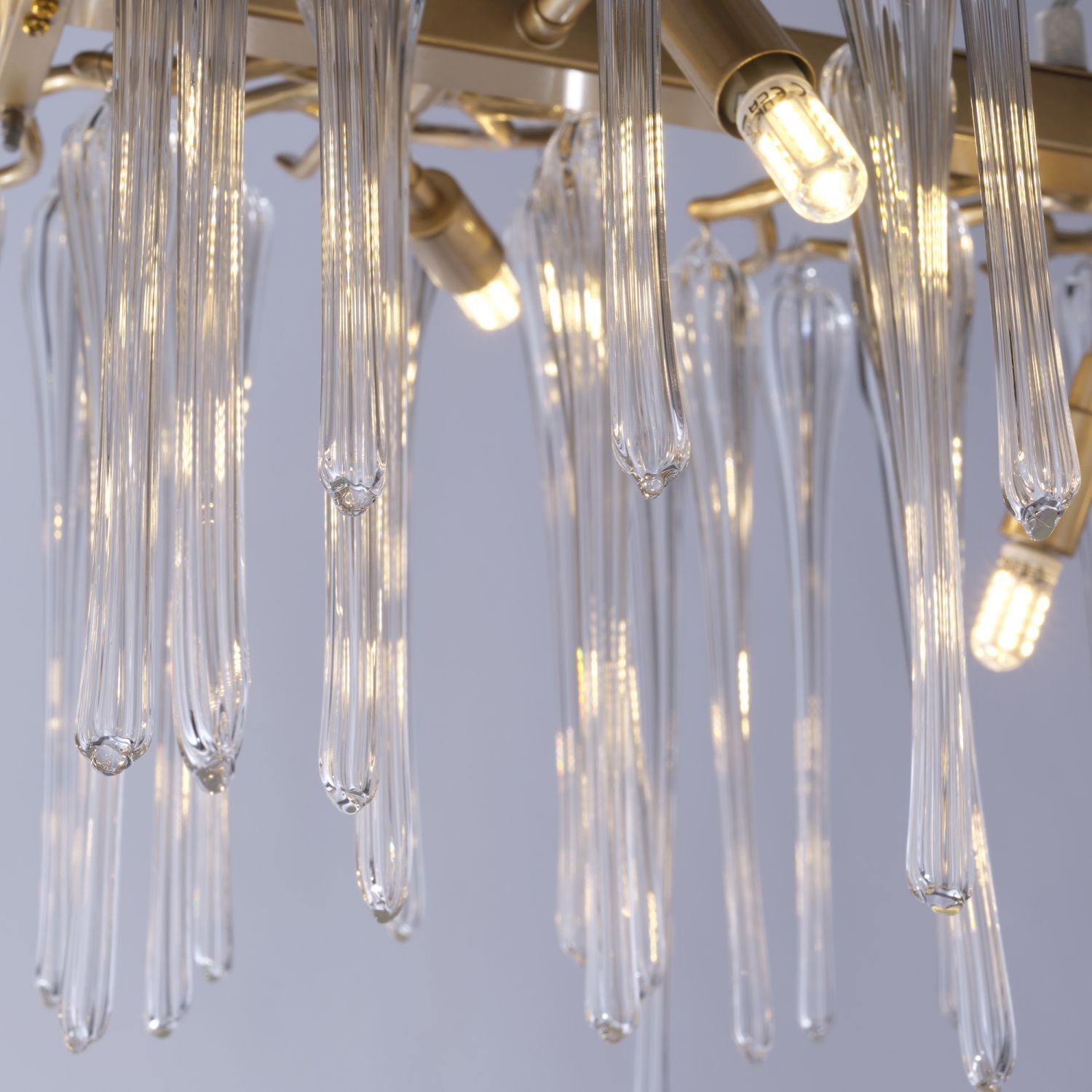 Pendelleuchte Metall Glas stilvoll L:117 cm G9 in Gold Leuchter, Lampe