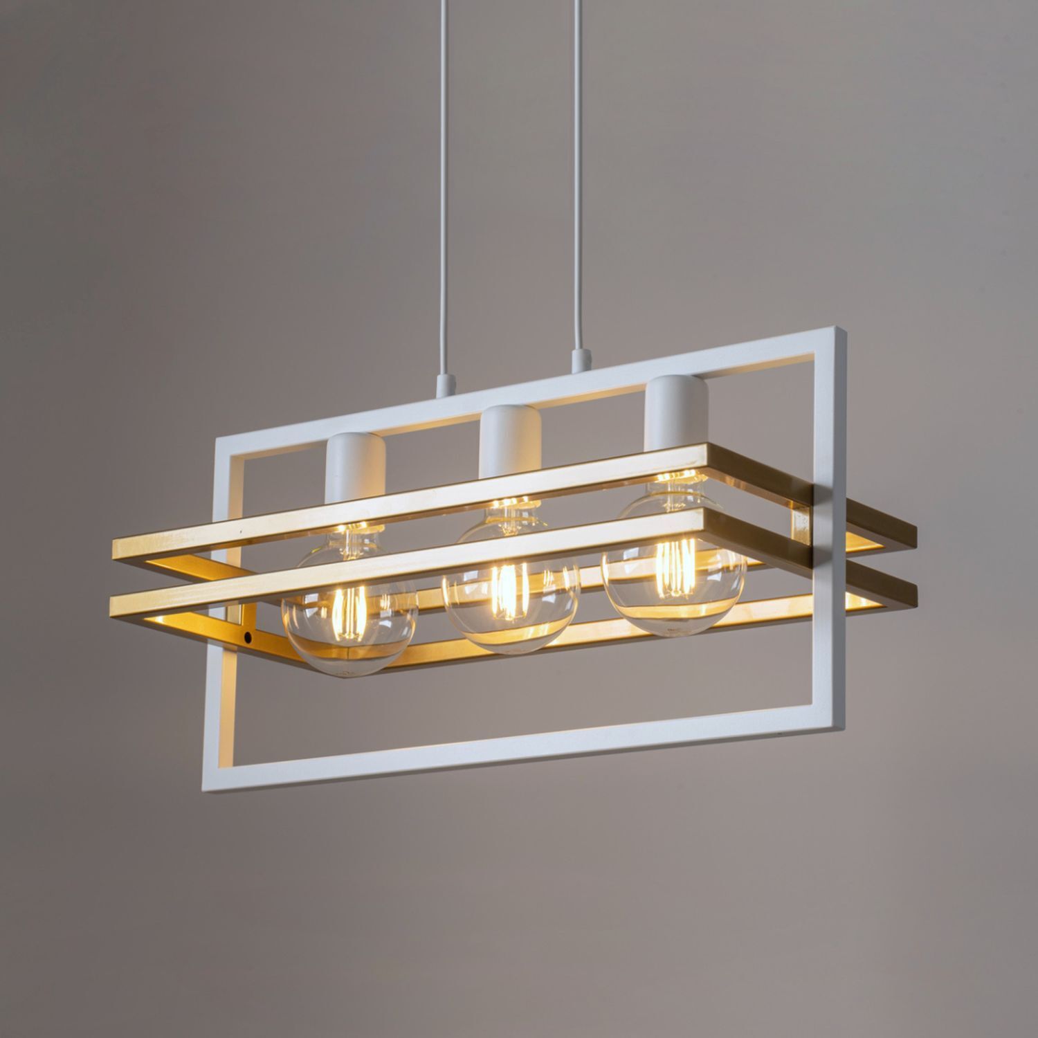 Metall Hängelampe Metall Weiß Gold E27 76 cm groß