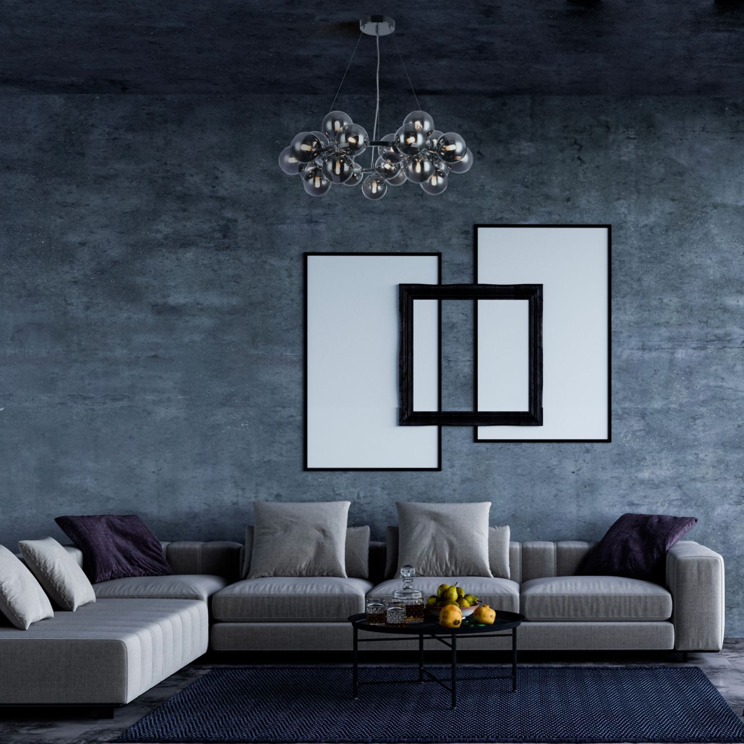 Hängeleuchte Metall Rauchglas G9 69 cm breit Modern