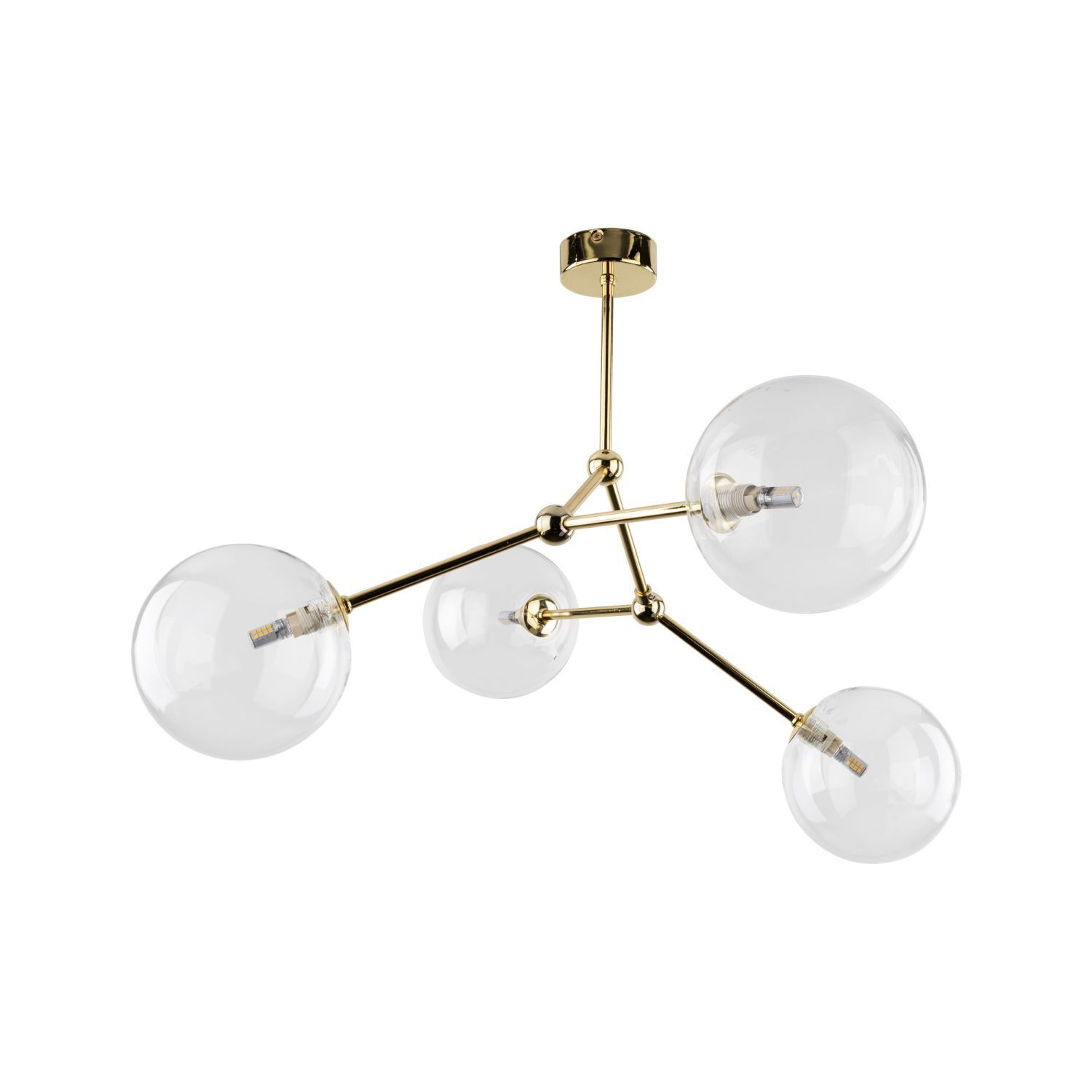 Deckenlampe Glas Metall 74 cm lang in Gold 4x G9 VINZA Leuchter, Lampe, Deckenleuchte