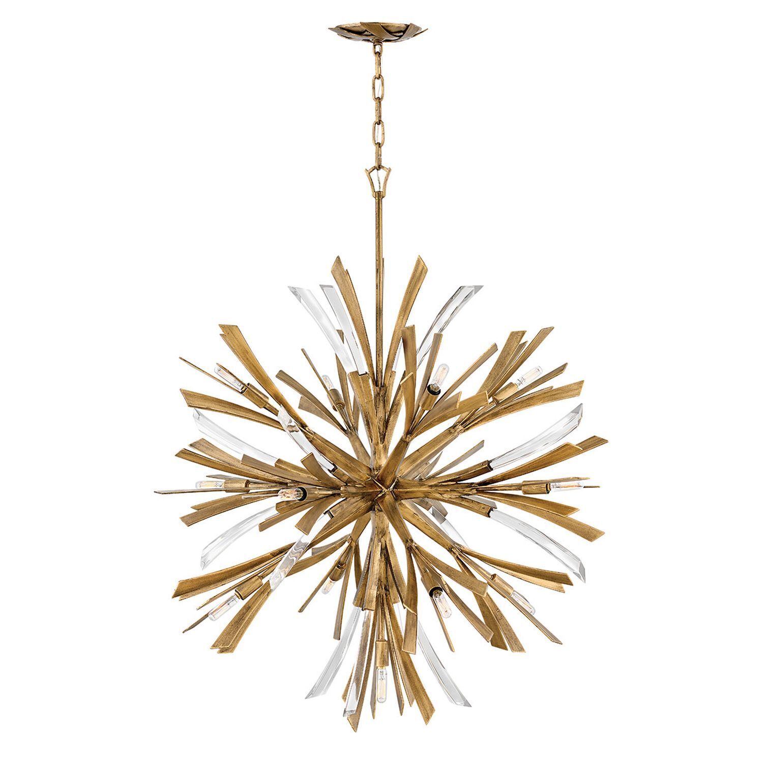 Hängelampe Metall Kristall Ø 91,4 cm groß H: max. 415,1 cm Kronleuchter, Chandelier, Metall, Gold, dekorativ