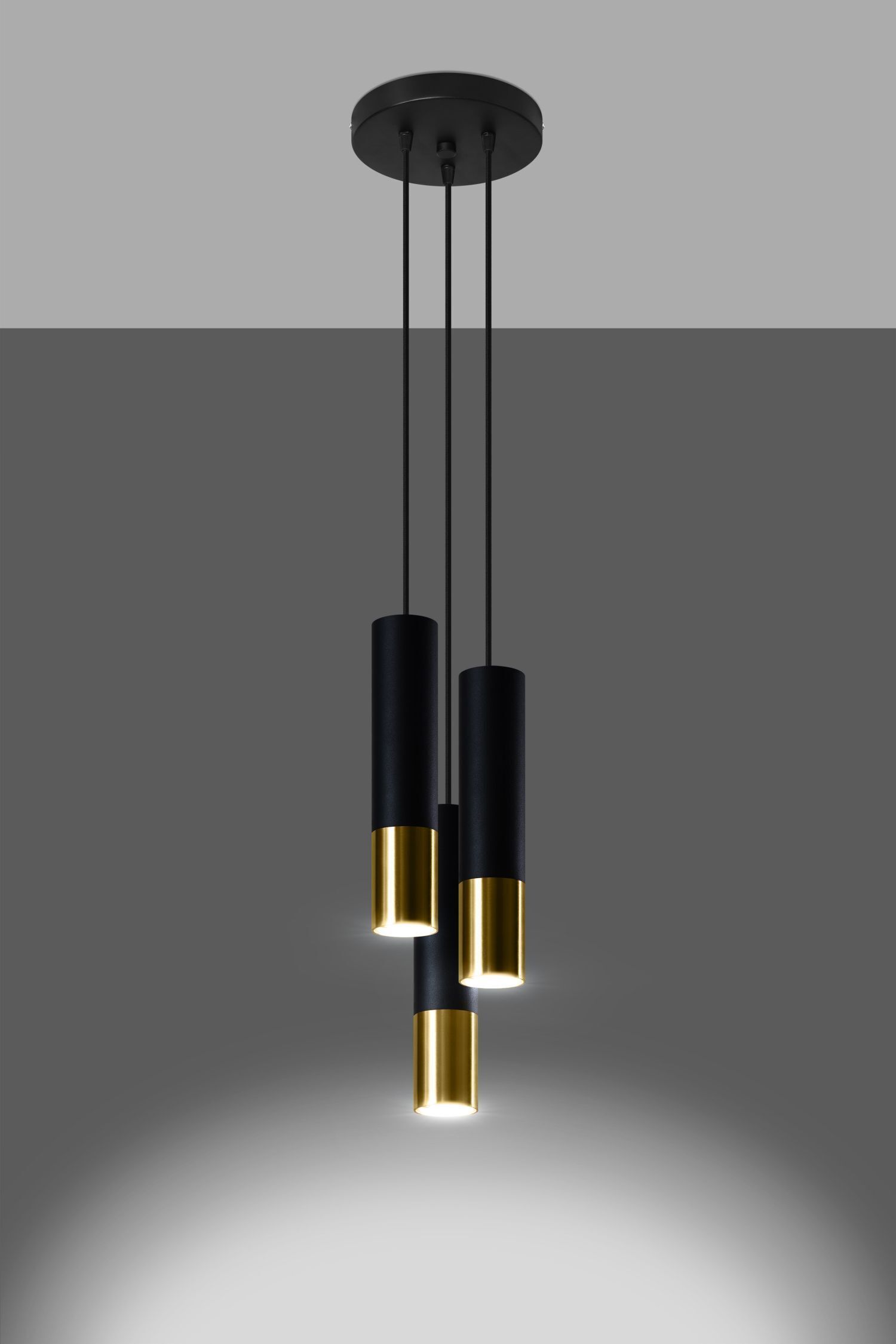 Hängelampe Schwarz Gold 3-flammig GU10 Metall