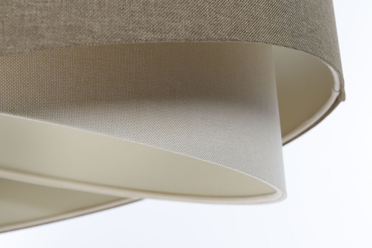 Hängelampe Stoff Ø 60 cm rund groß Braun Creme Modern Lampe, Lampenschirm