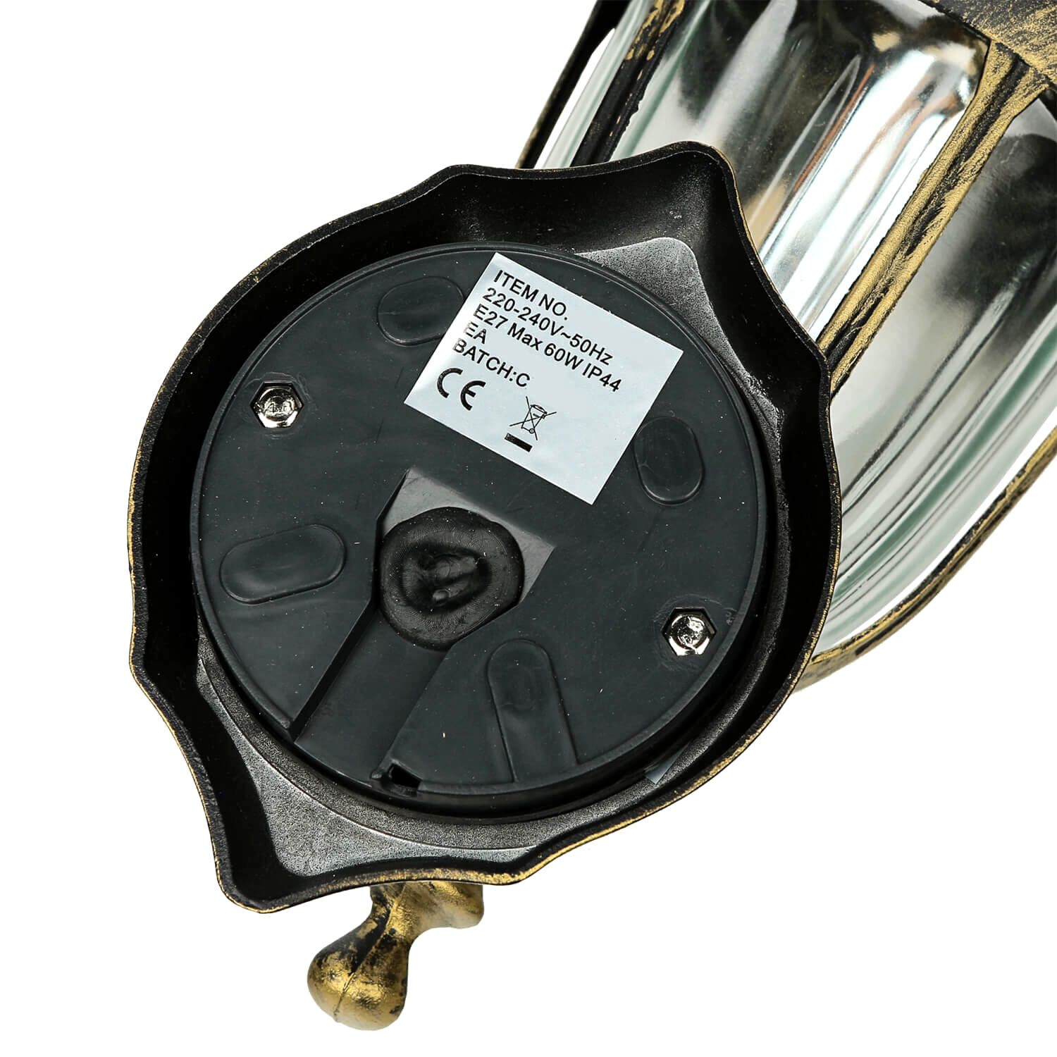 Lampensockel, Gläserner Lampenschirm, Metall, Vintage, CE-Kennzeichnung