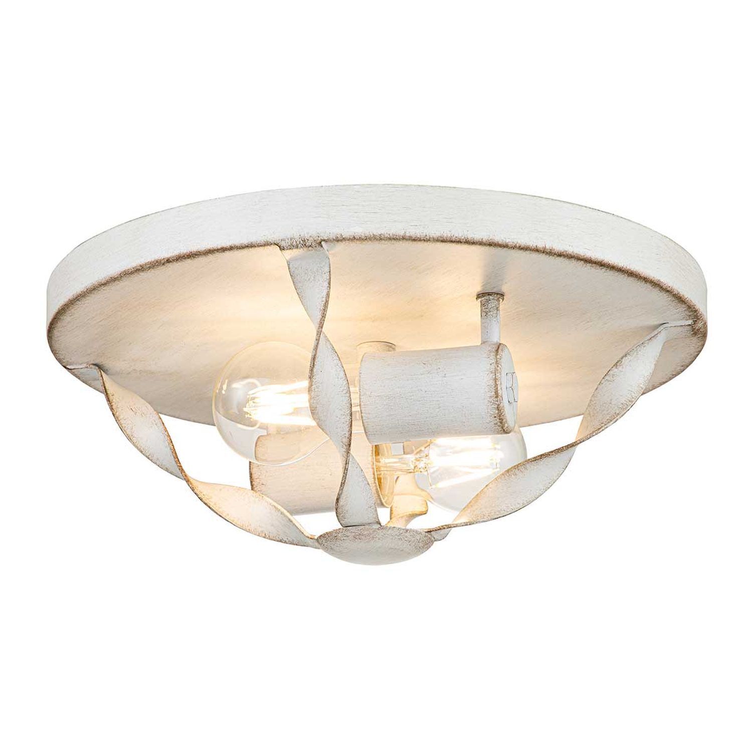 Deckenlampe Landhausstil D: 33 cm rund Shabby Weiß Antik