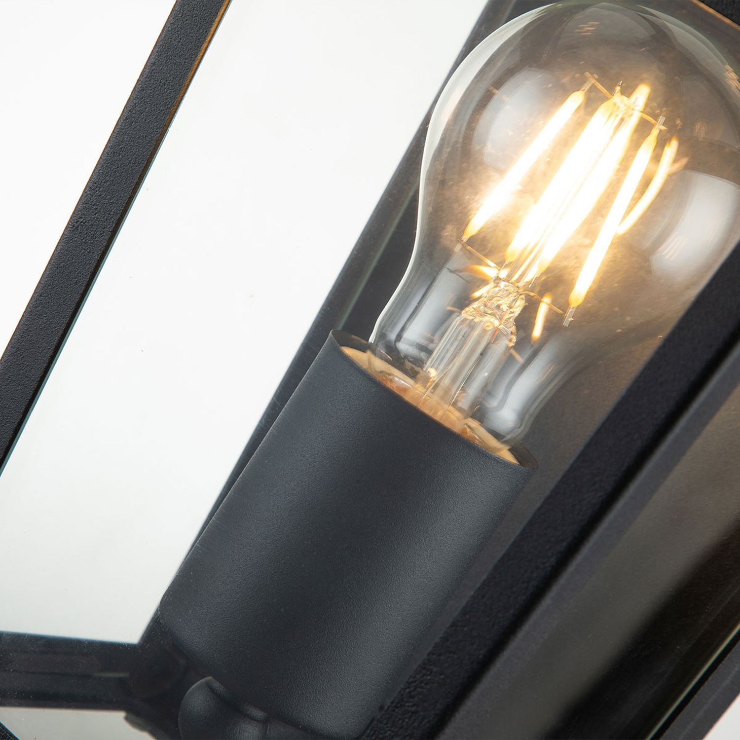 Wandlampe außen Aluminium Glas H: 30 cm IP44 Schwarz Licht, Glühbirne