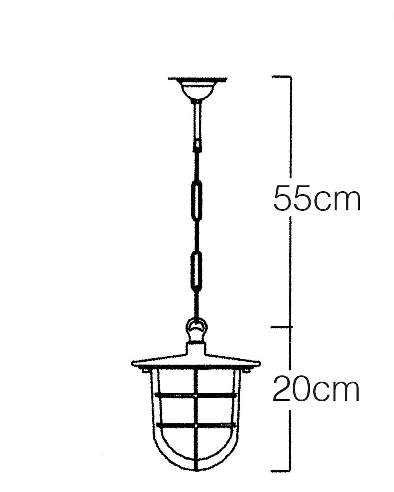 Pendelleuchte außen Messing Riffelglas H: max. 75 cm Maritim