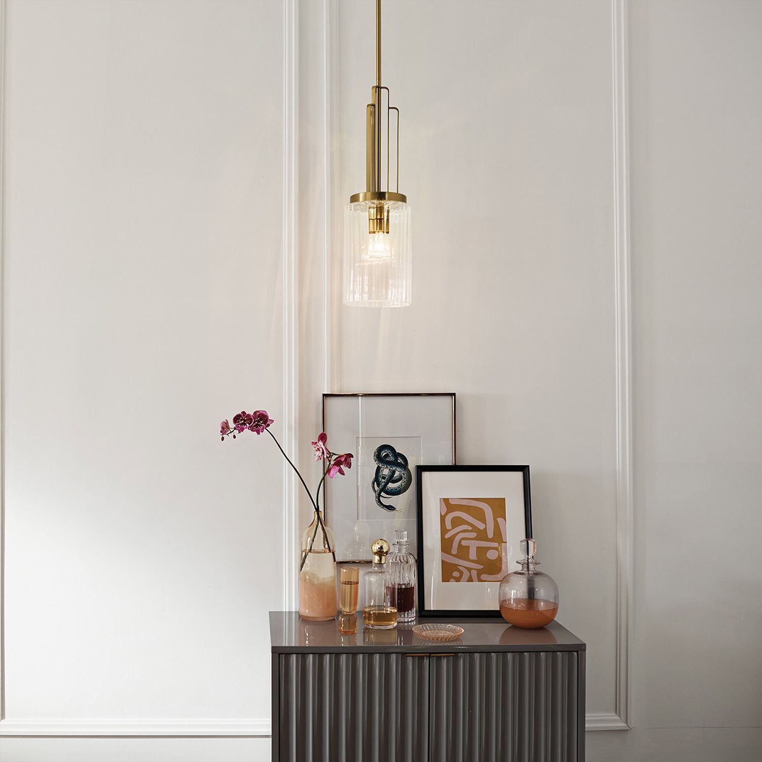 Hängelampe Glas Metall E27 17,8 cm breit Art Déco