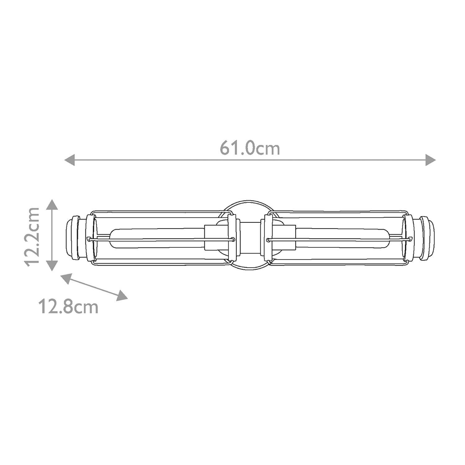 Wandleuchte IP44 61 cm lang in Chrom Schwarz 2x E27