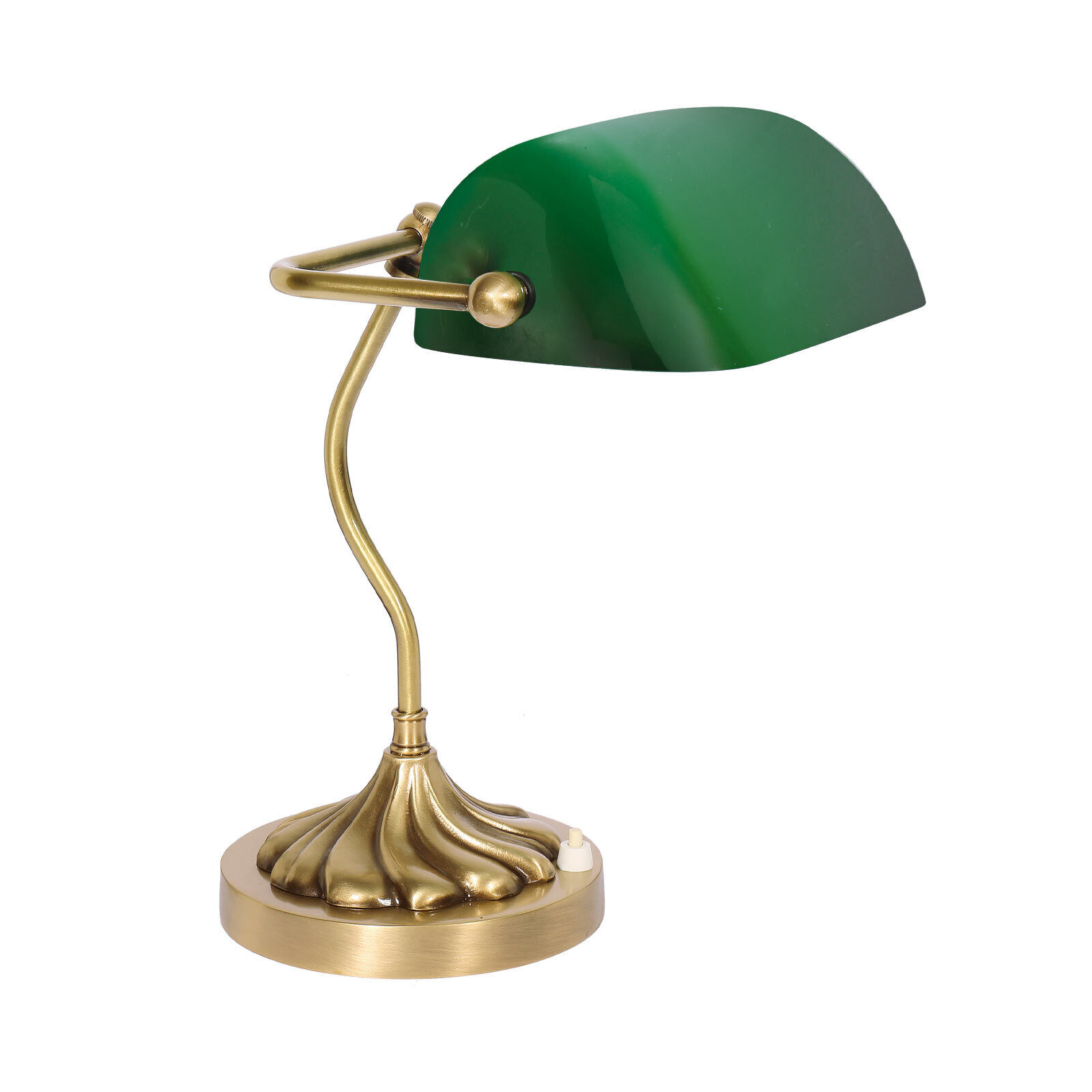 Bankerlampe in Bronze hell Grün E27 29 cm Glas Messing
