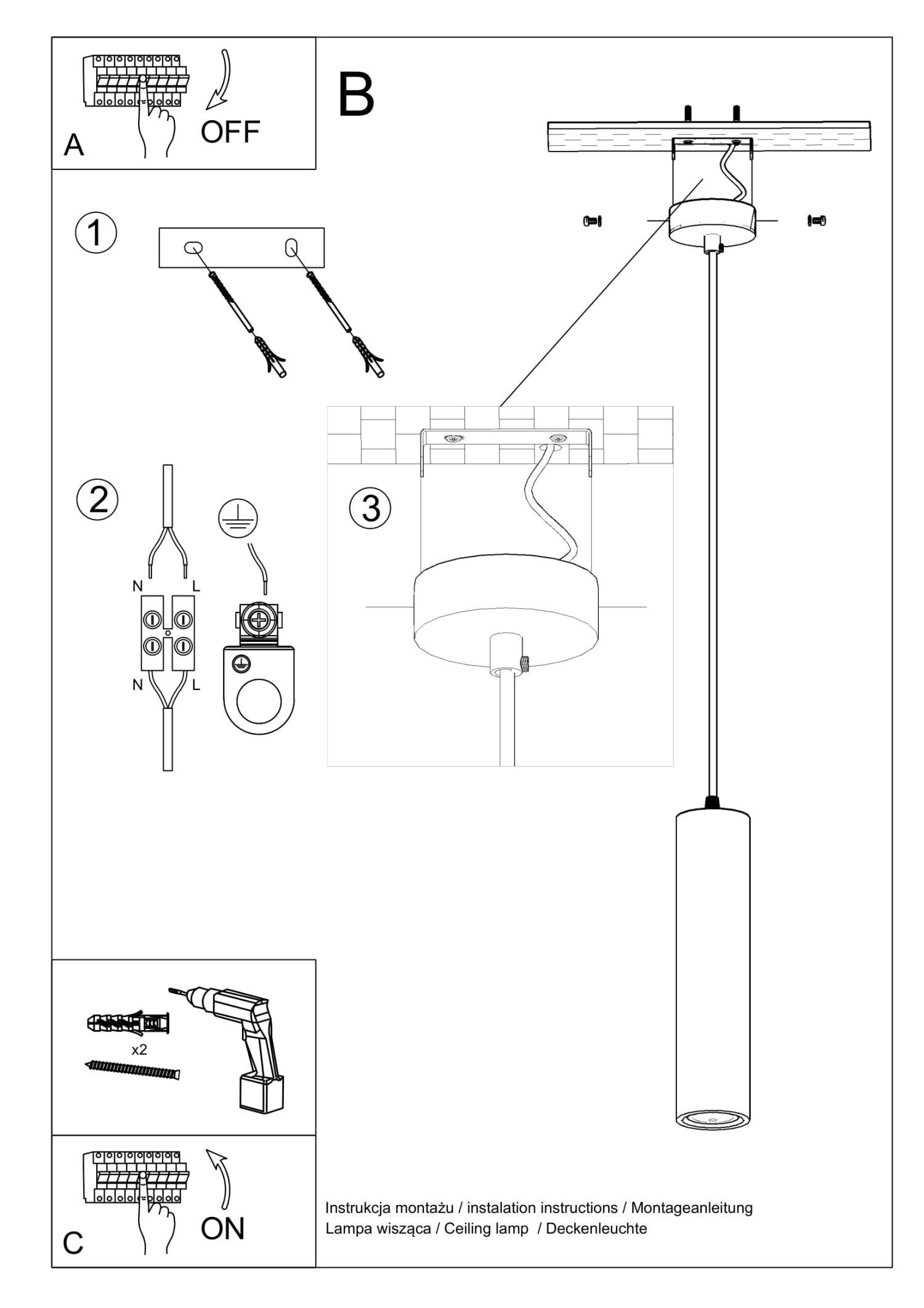 Hängelampe Keramik Weiß Ø 7,5 cm schmal bemalbar GU10