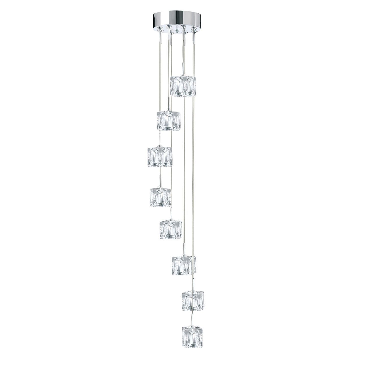 Runde LED Pendelleuchte 8-flmg Metall Glas Ø20 cm 5 W