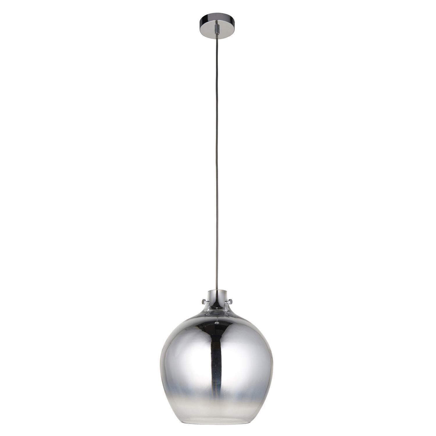 Hängelampe Rauchglas Metall Ø 32 cm Chrom Spiegelgrau E27