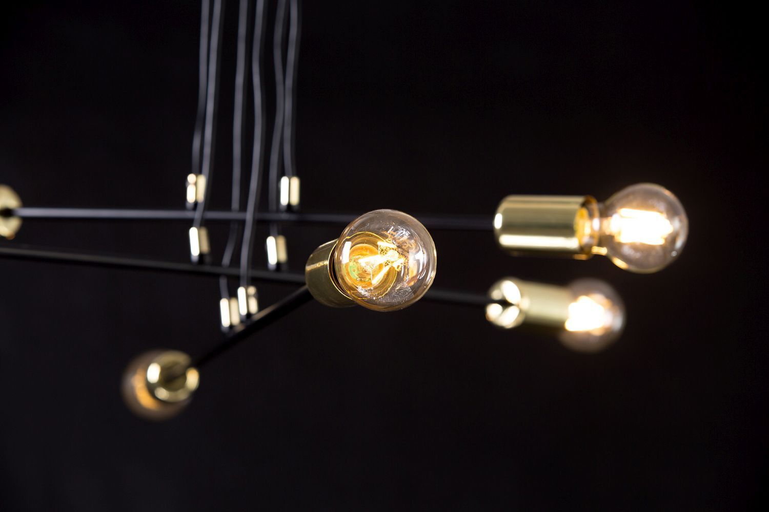 Hängelampe verstellbar Schwarz Retro 6x E27 Metall Beleuchtung, Leuchter, Lampe, Licht