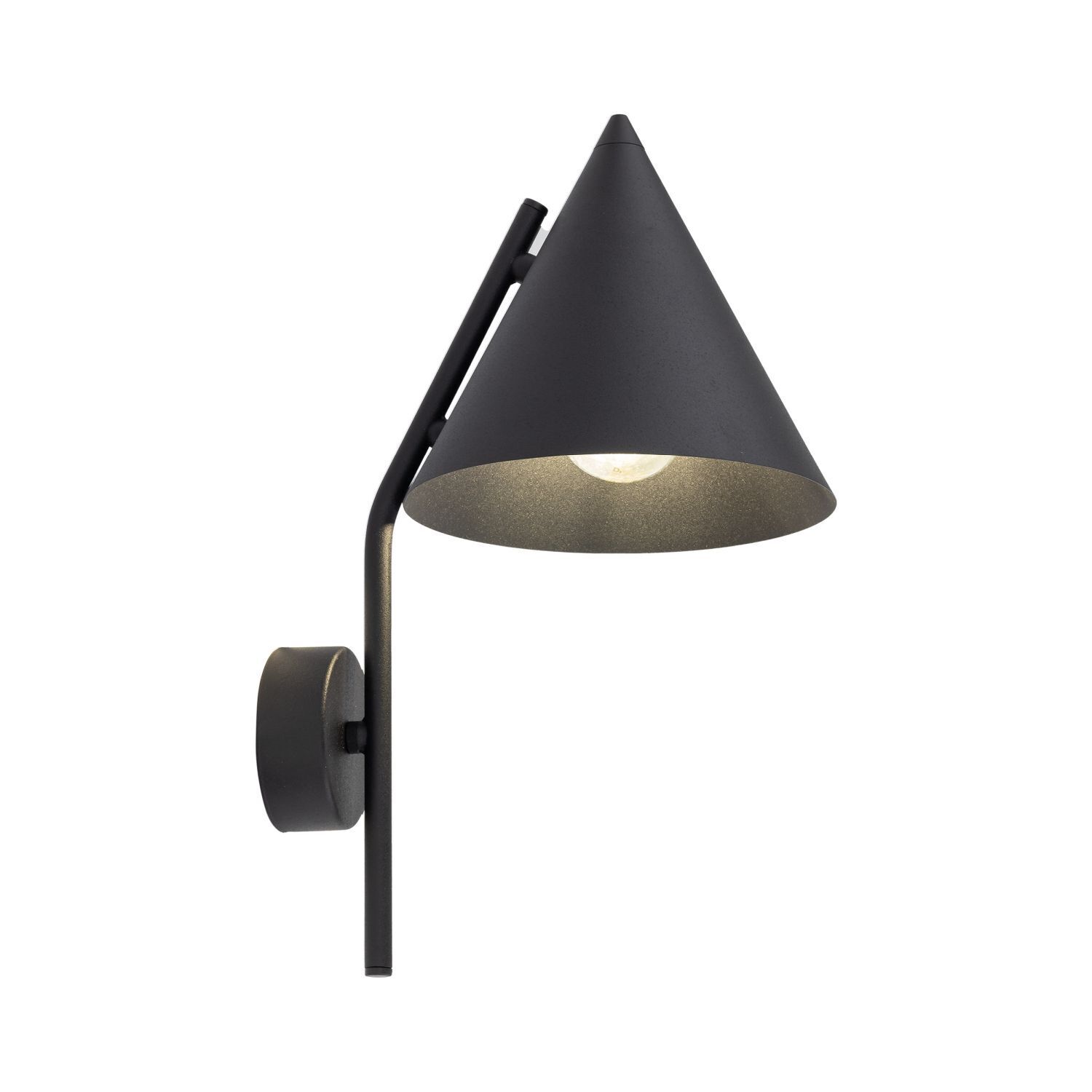 Wandleuchte Metall Schwarz H: 38 cm E27 Retro Design Lampe, Lampenschirm