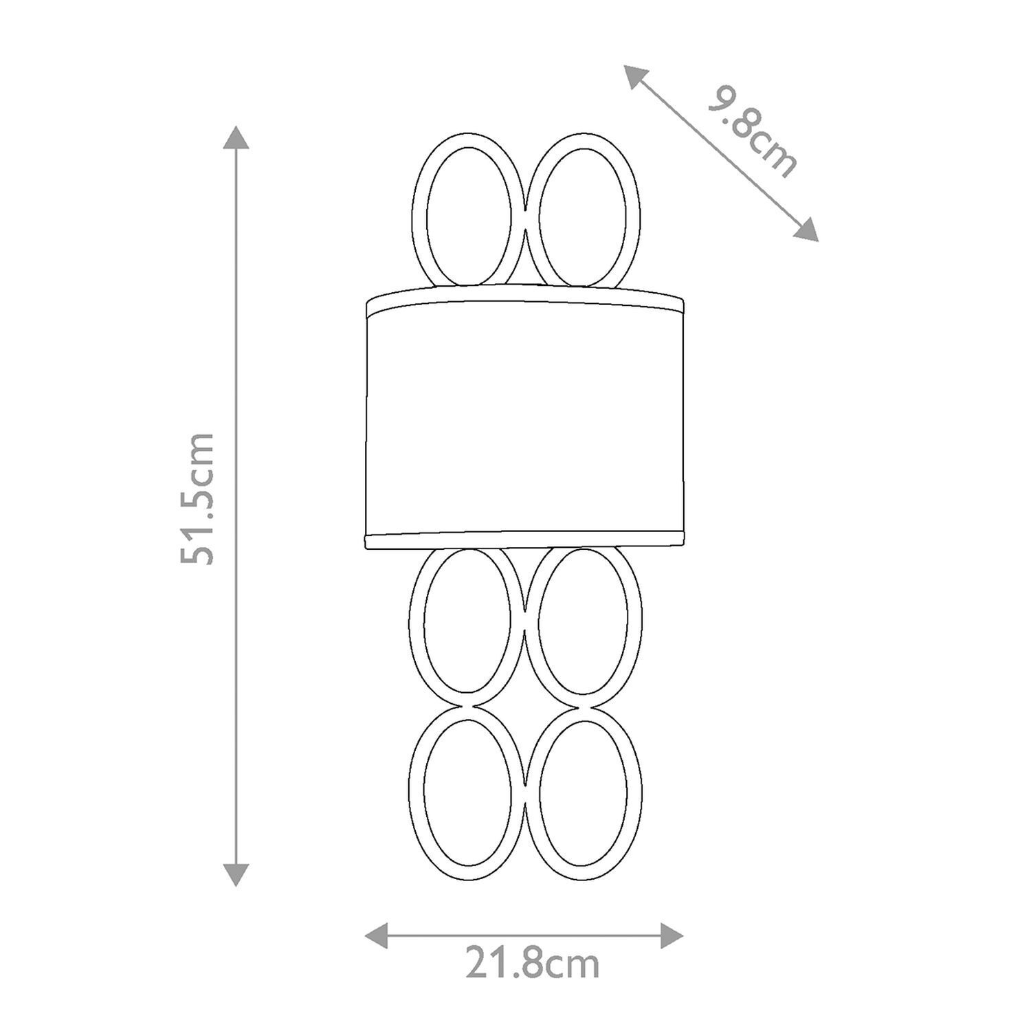 Wandleuchte Metall Stoff Glas 51,5 cm hoch 5x E14 elegant Diagramm, Handlung
