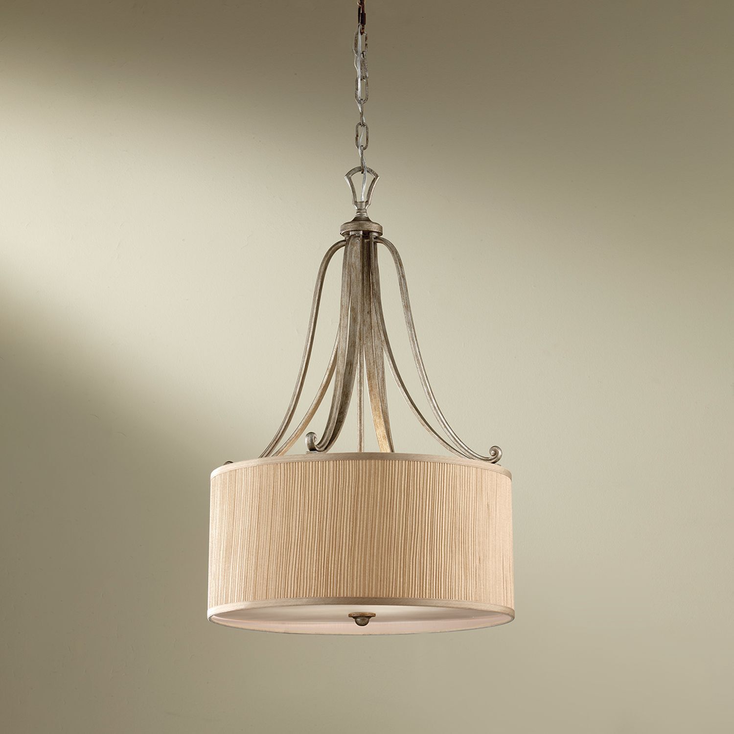 Hängelampe Stoff Creme Braun antik E27 SAMISE