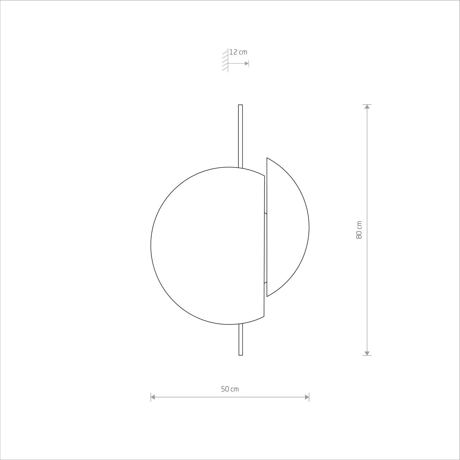 Wandleuchte groß H: 80 cm Holz Metall flach indirekt 2x GX53