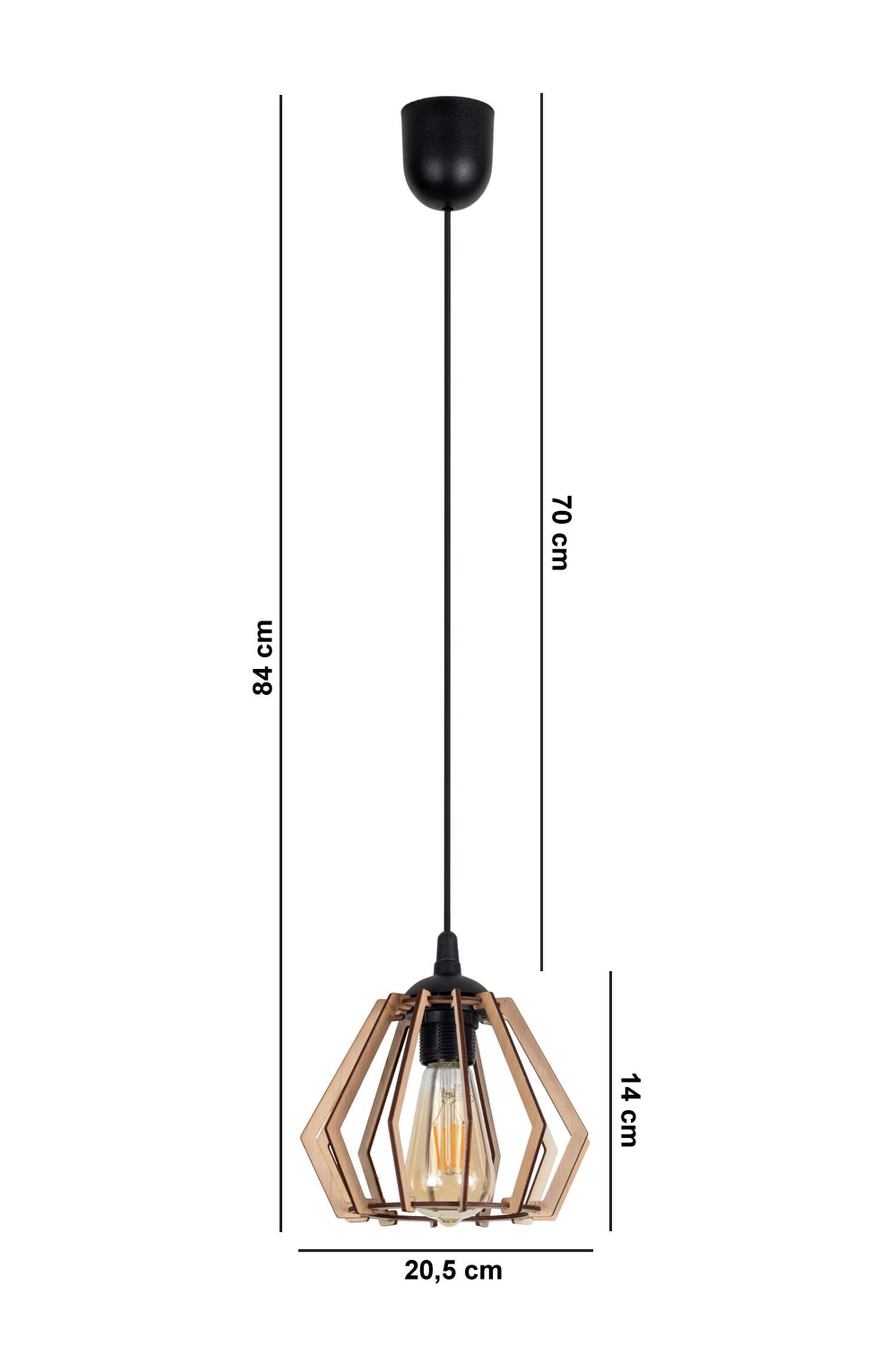 Gemütliche Pendelleuchte Holz E27 20,5 cm Schwarz Natur