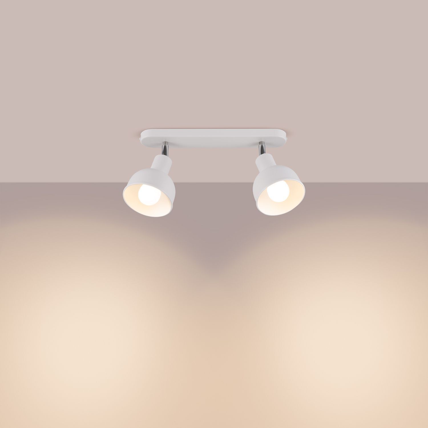 Deckenspot flexibel Weiß Stahl E27 47 cm 2-flammig Deckenleuchte, Spotlight, zwei Leuchten, weiß, Metall