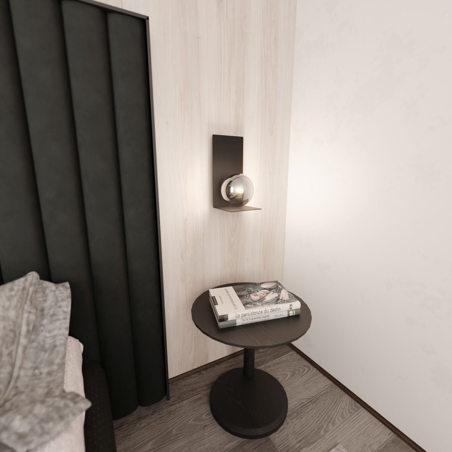 Wandlampe Kugelschirm Rauchglas Metall Schwarz Grau H: 30 cm