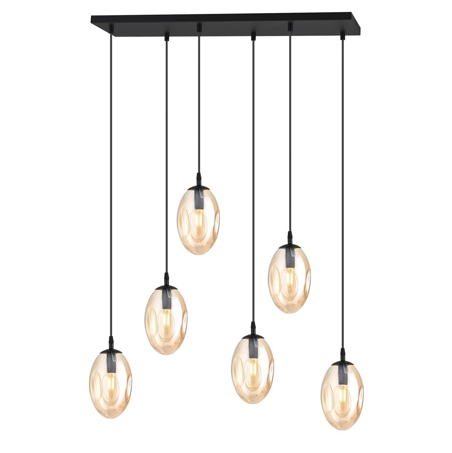 Große Hängeleuchte Glas 6x E14 70 cm länglich CARLU