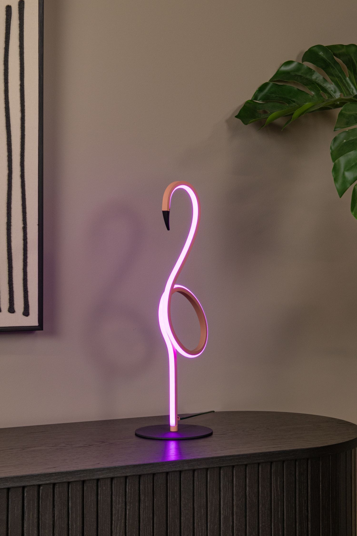 Neon-Licht, Flamingo-Figur, Dekoleuchte, pink, LED-Dekotischlampe