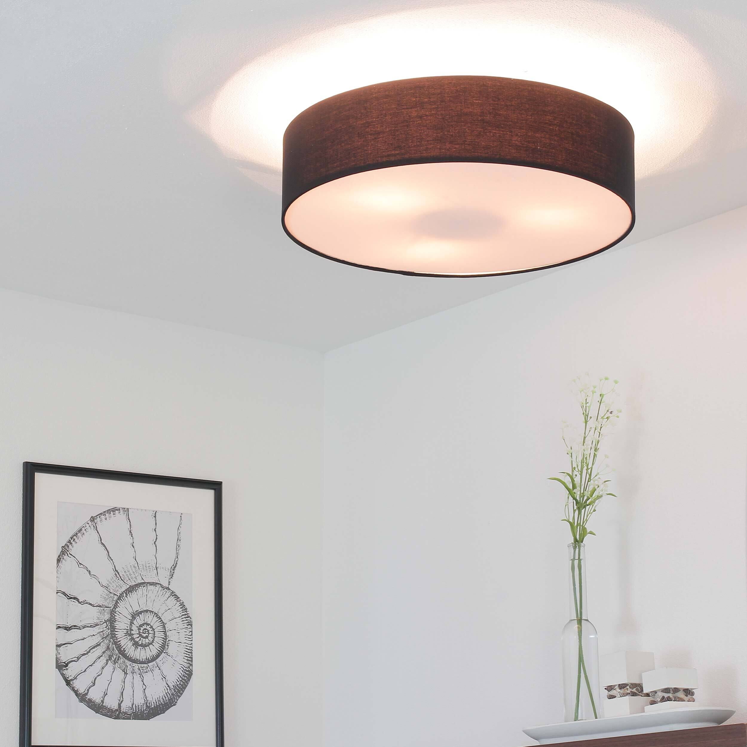 Stilvolle Deckenleuchte mit schwarzem Stoff ∅50cm