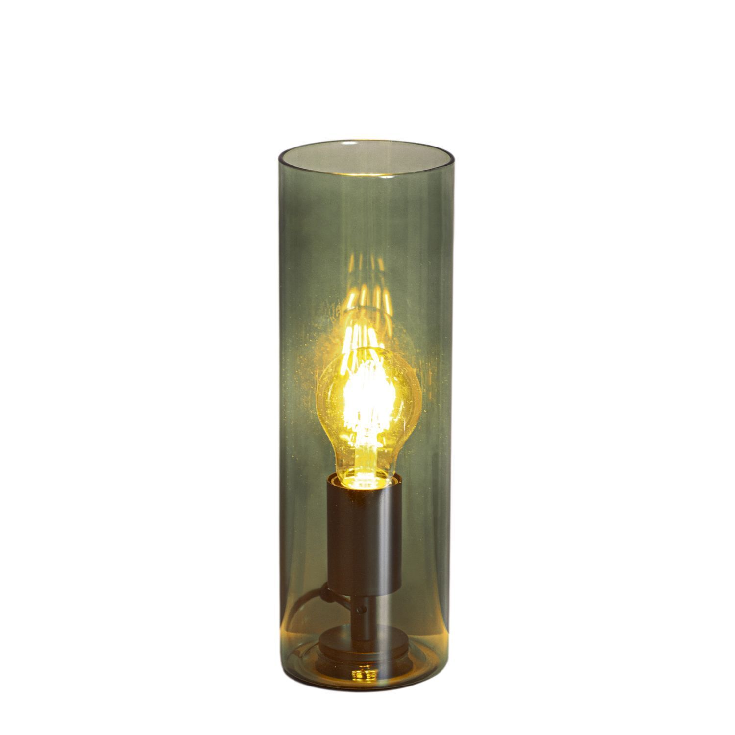 Tischlampe Glas Metall 30 cm hoch Grün E27 Zylinder