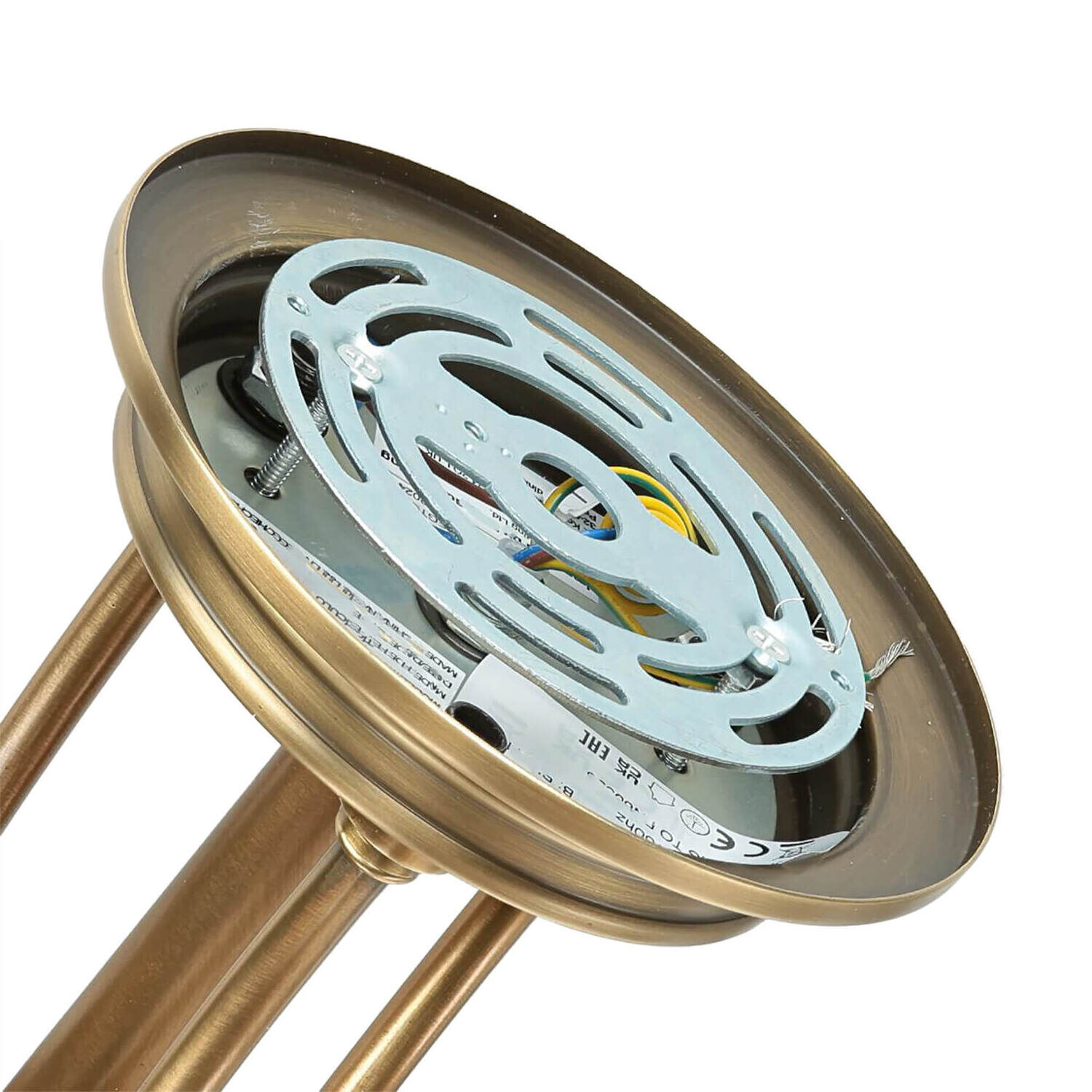 Deckenleuchte ASPERO Messing Creme 4xE27 Lampe Spule, Maschine, Rotor, Spirale, Rad