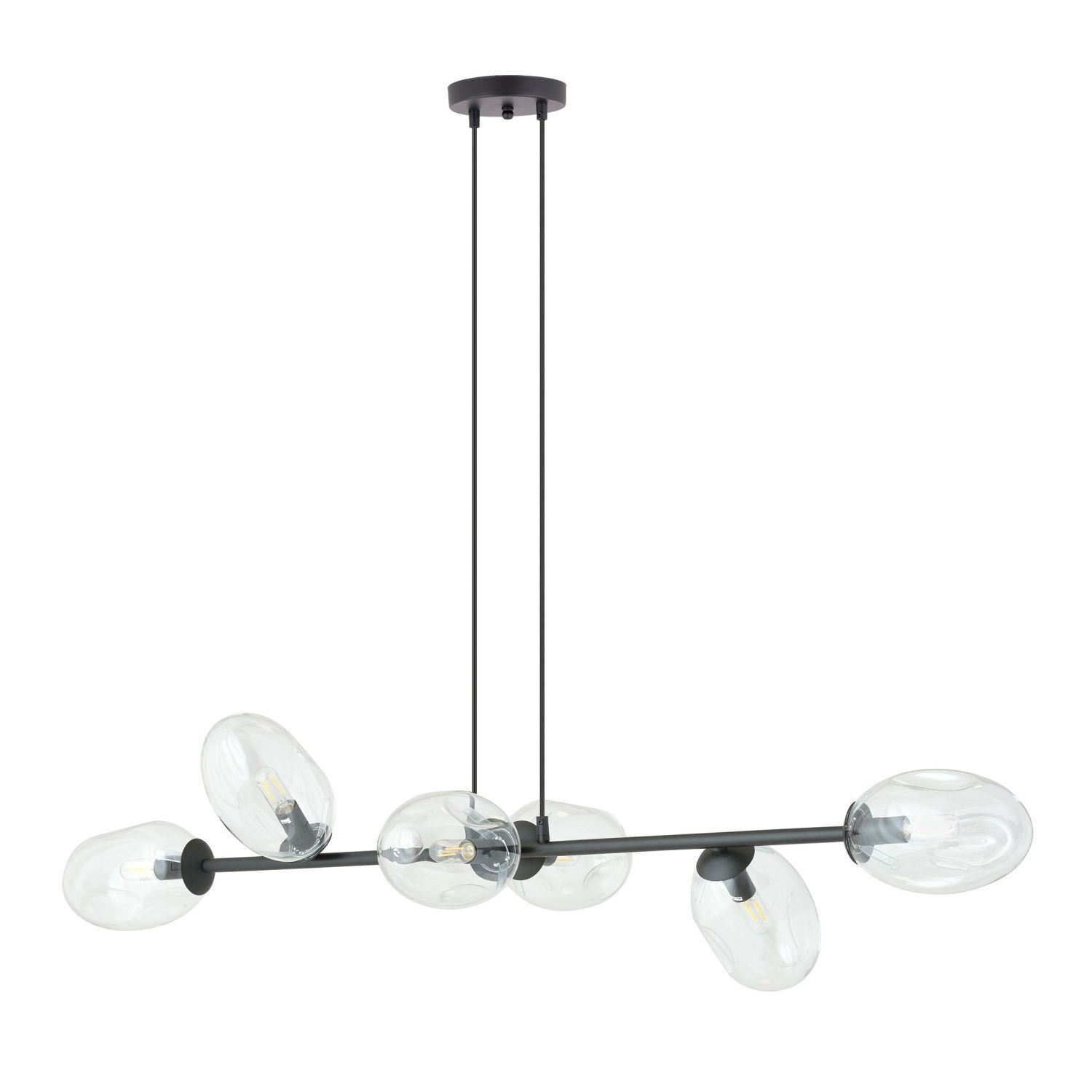 Pendelleuchte Schwarz Klar 6-flammig 120 cm lang