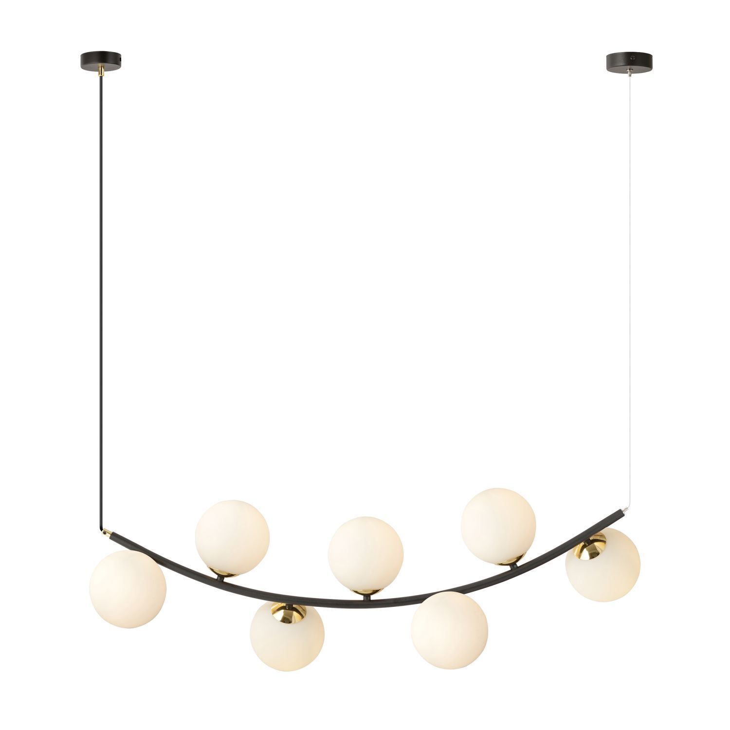 Hängeleuchte Schwarz Weiß Gold B: 95 cm 7x E14 Metall Glas Leuchter, Lampe