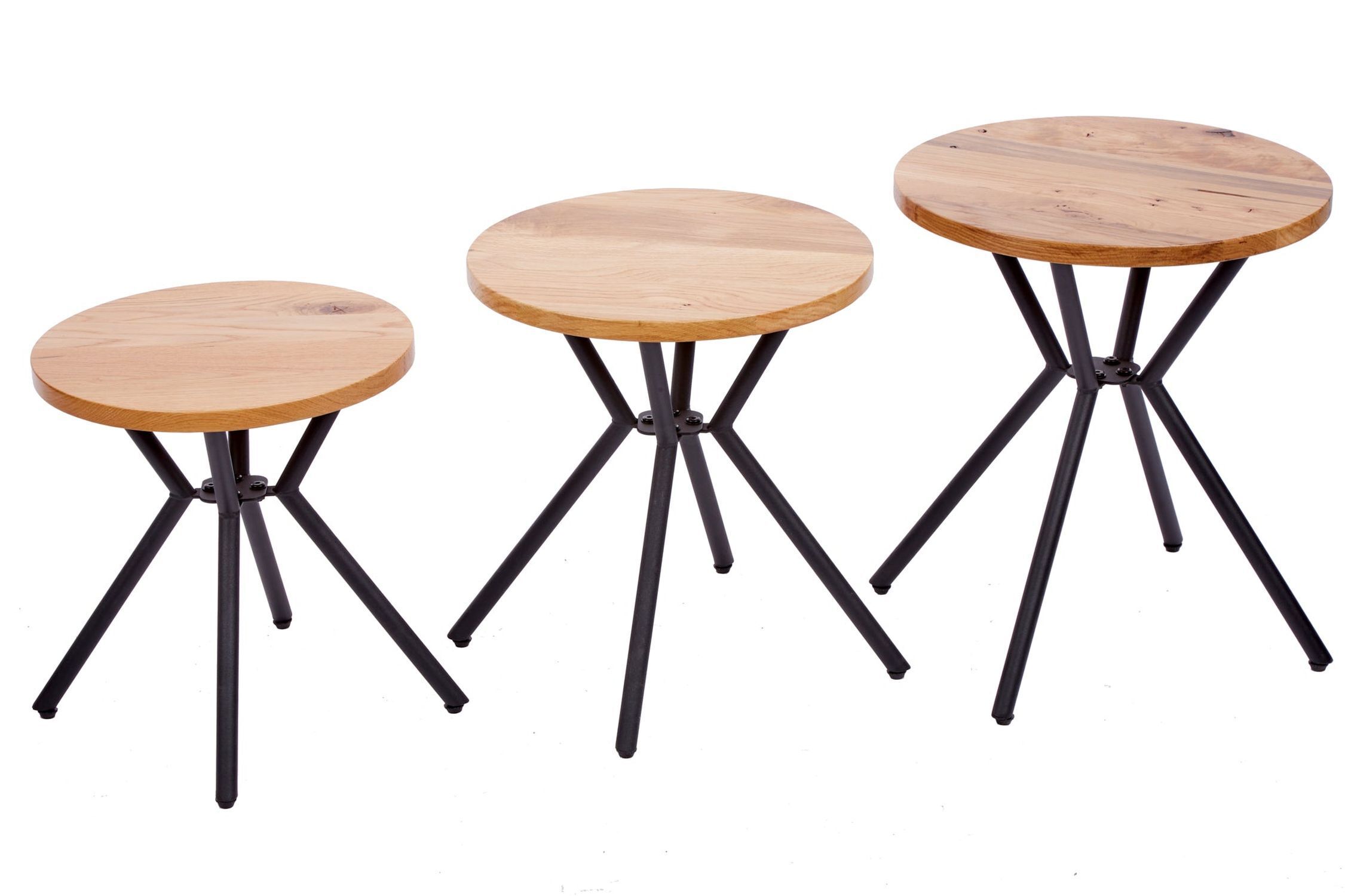 Beistelltisch 3er Set Holz (Wildeiche) Metall