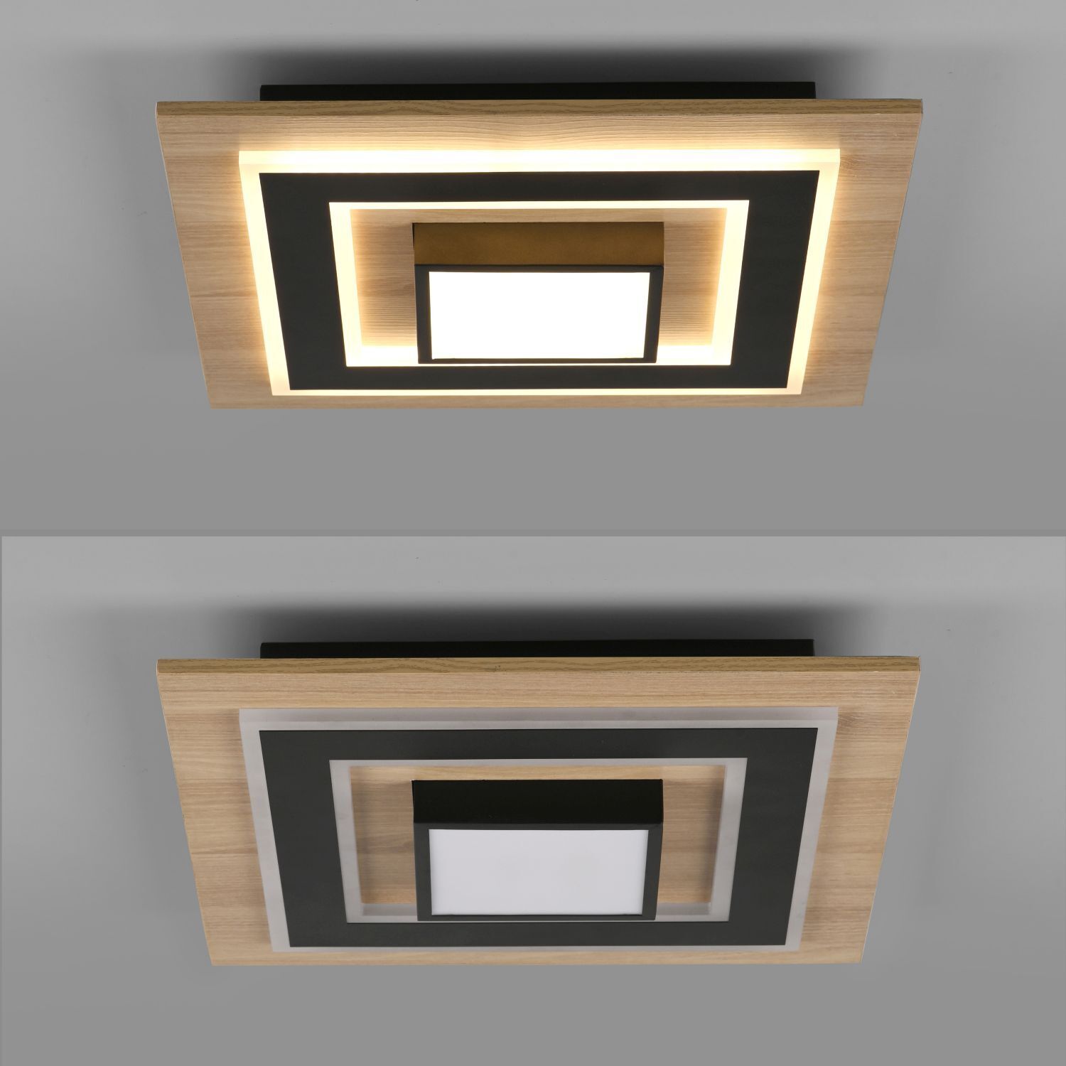LED Deckenlampe Holz Metall 2150 lm wohnlich blendarm
