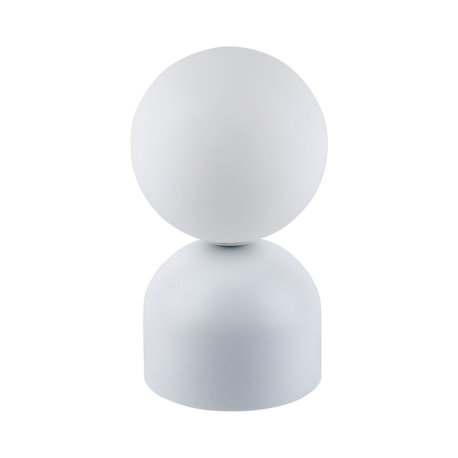 Tischleuchte Kugelschirm H: 21 cm klein Weiß Metall Glas G9