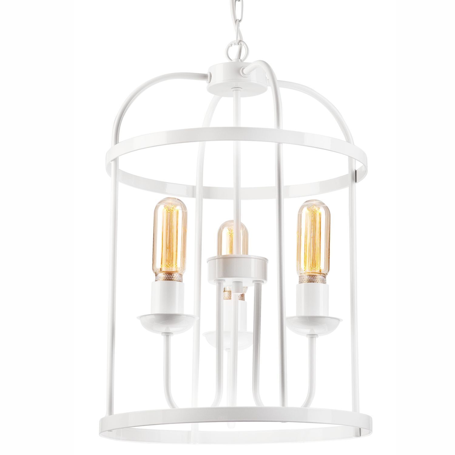 Hängelampe Metall Weiß Ø 35,5 cm 3-flammig E27 Rustikal