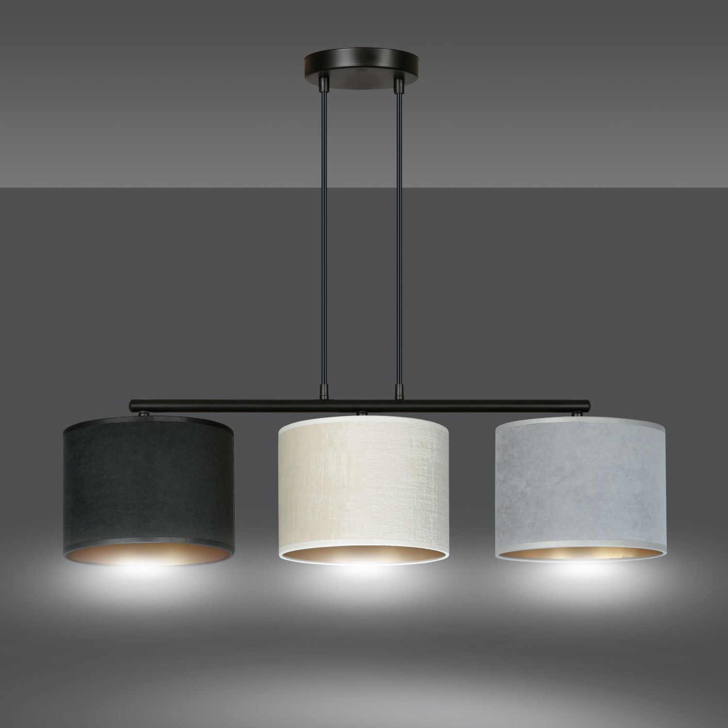 Hängelampe Stoff Metall L: 72 cm 3x E27 Modern CYRIL
