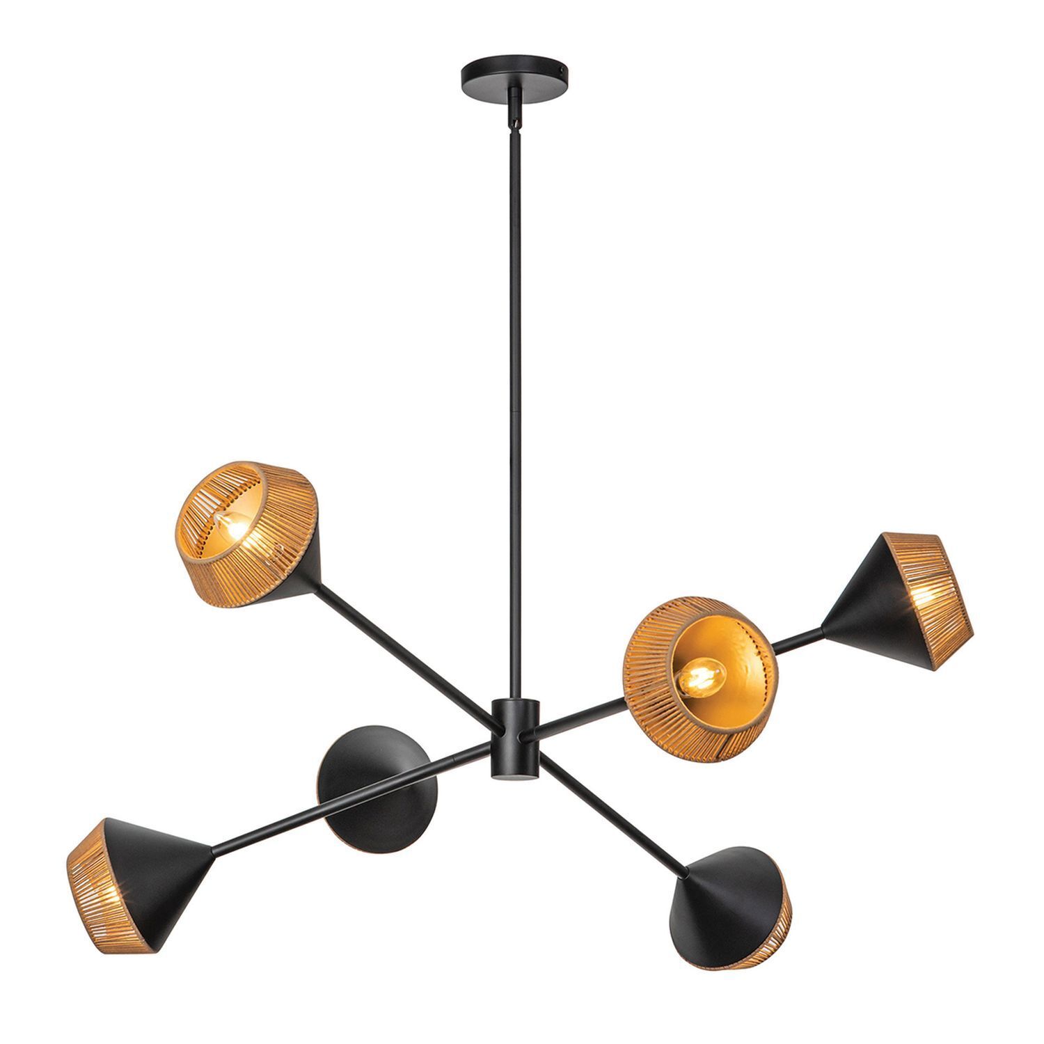 Hängeleuchte Metall Seil H: max. 162,5 cm Schwarz Beige E14