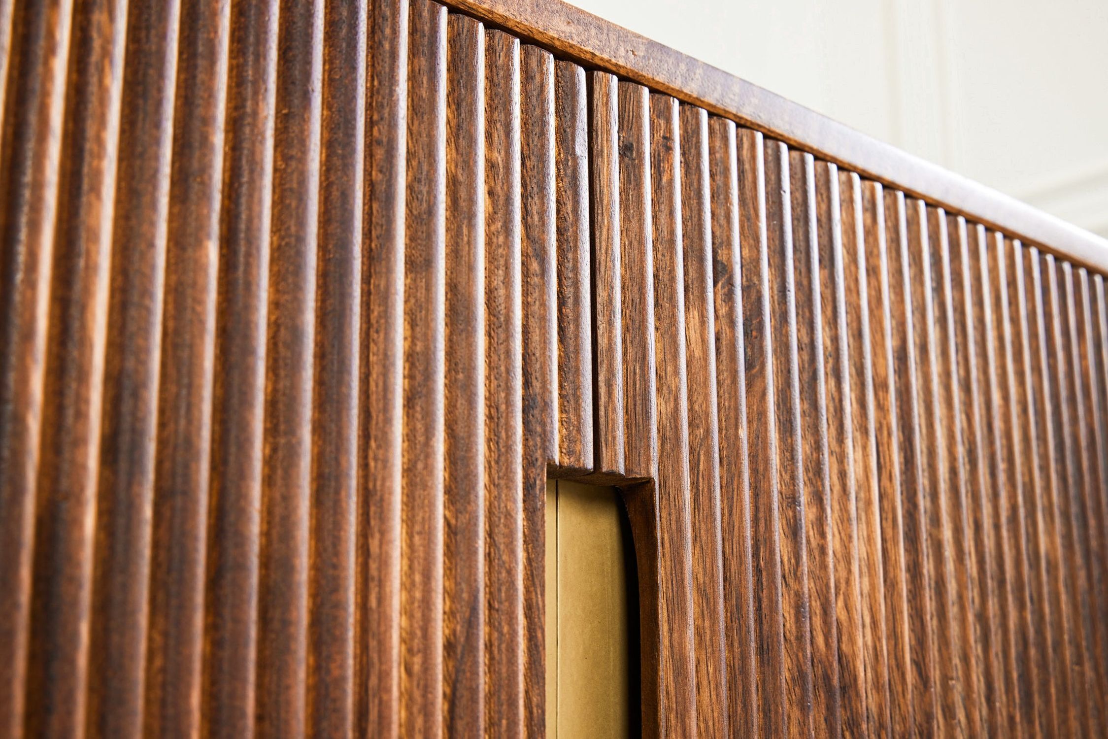 TV Lowboard 160 cm Holz Metall Art Déco Design Innenarchitektur, Holz, Hartholz, Gebeiztes Holz, Holzpaneele