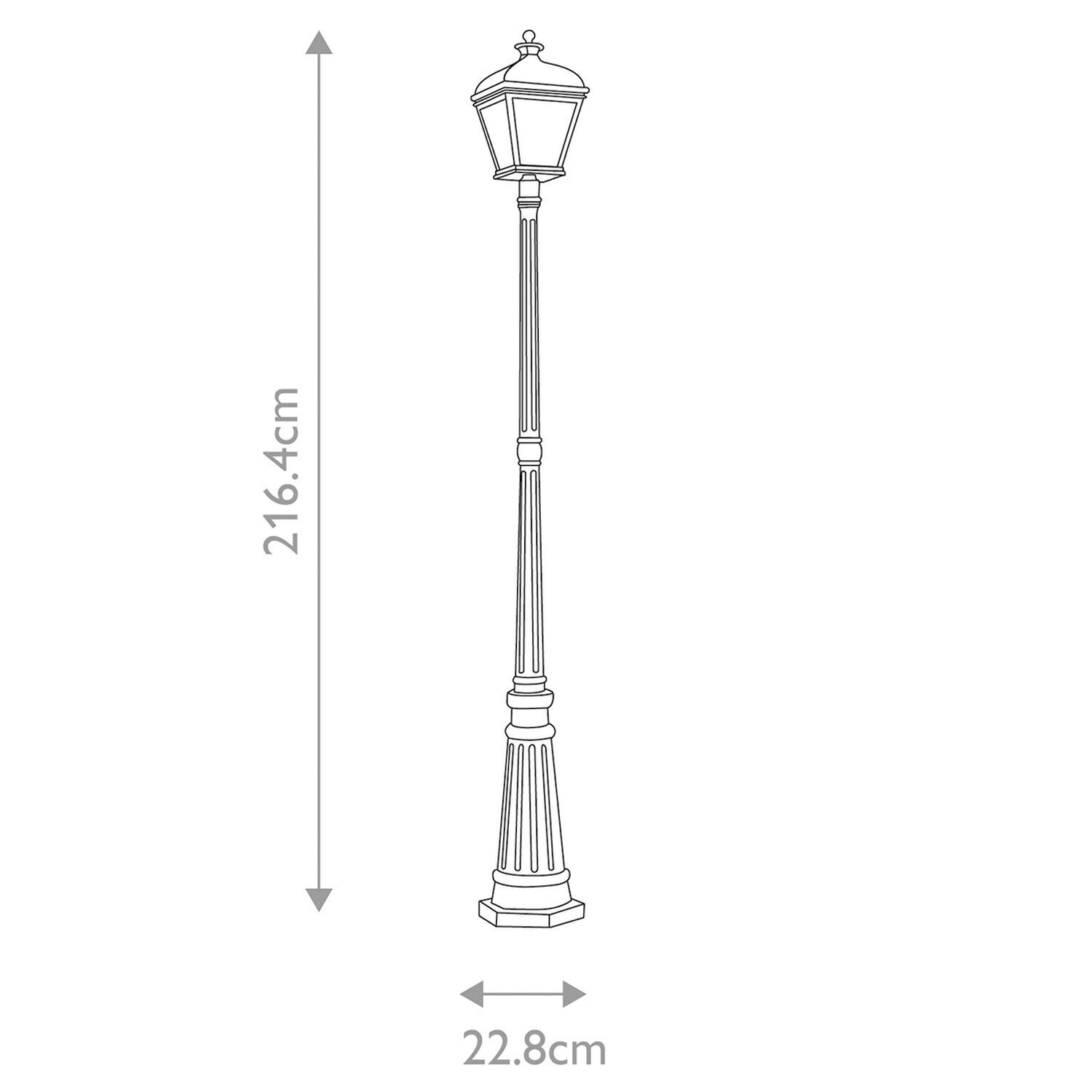 Mastleuchte 216,4 cm IP44 Vintage Schwarz E27 Garten Weg