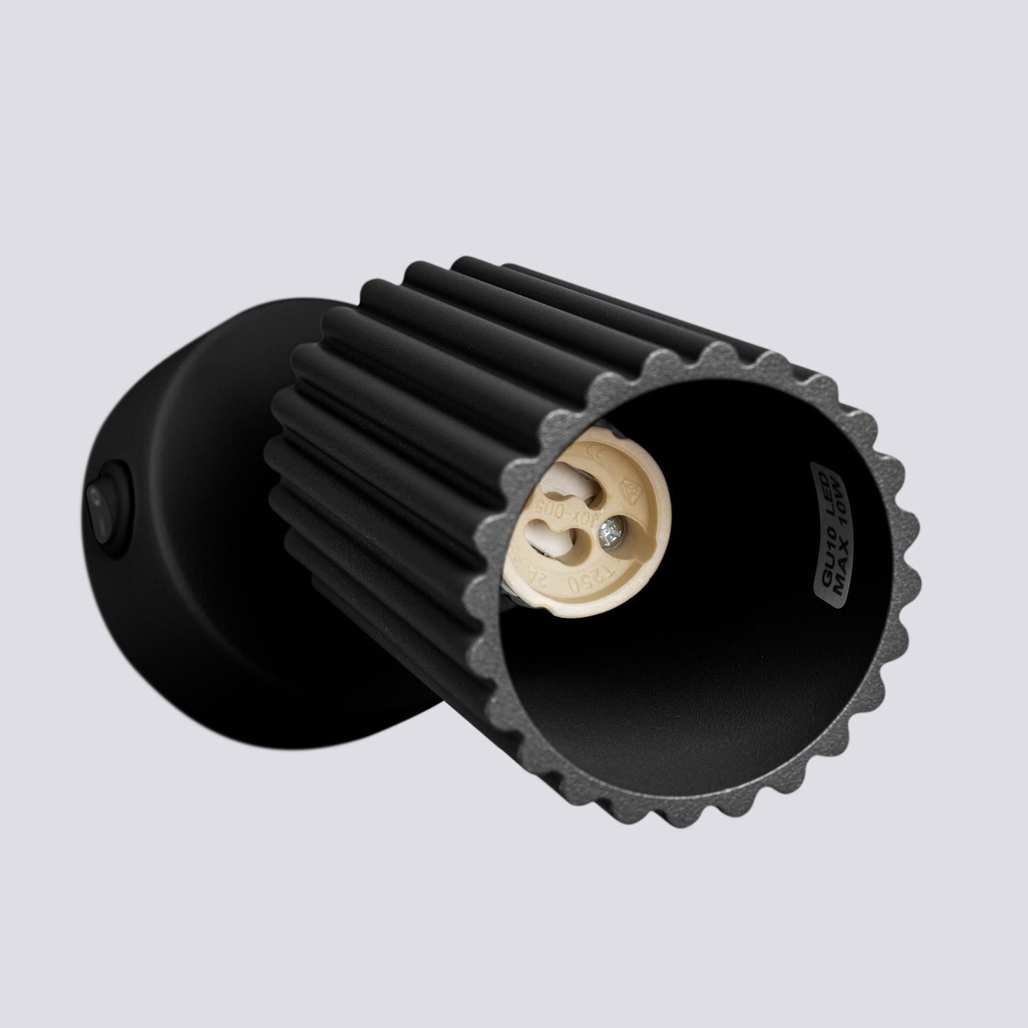 Wandspot Schwarz GU10 B: 8 cm klein schwenkbar Modern Alu