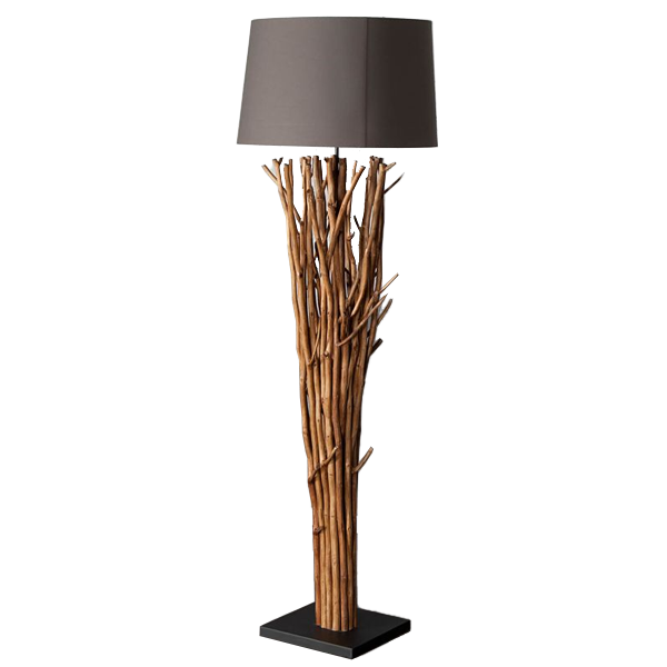 Stehlampe, Lampenfuß, Holz, Naturholz, Schwarz