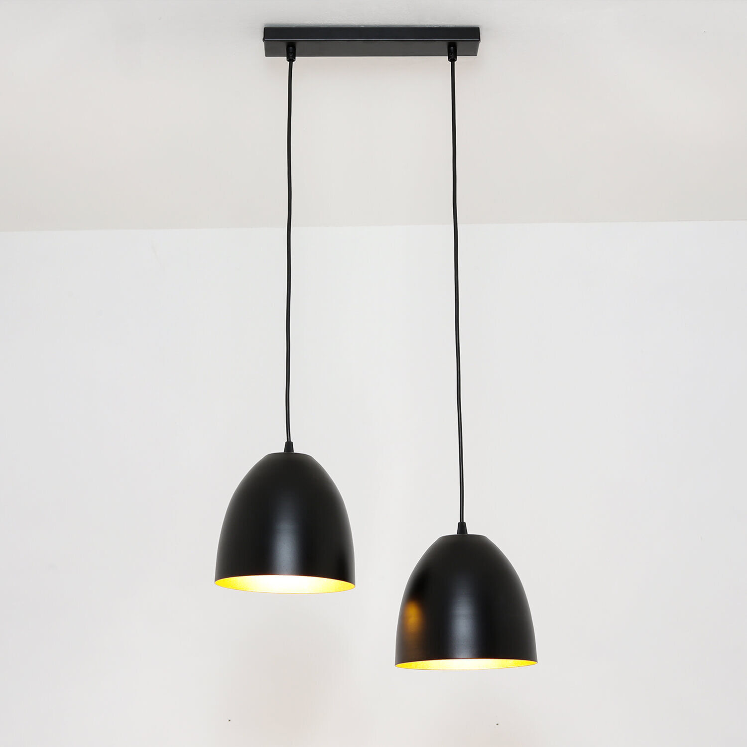 Hängelampe 2-flammig E27 verstellbar Schwarz Gold Lampe, Leuchte